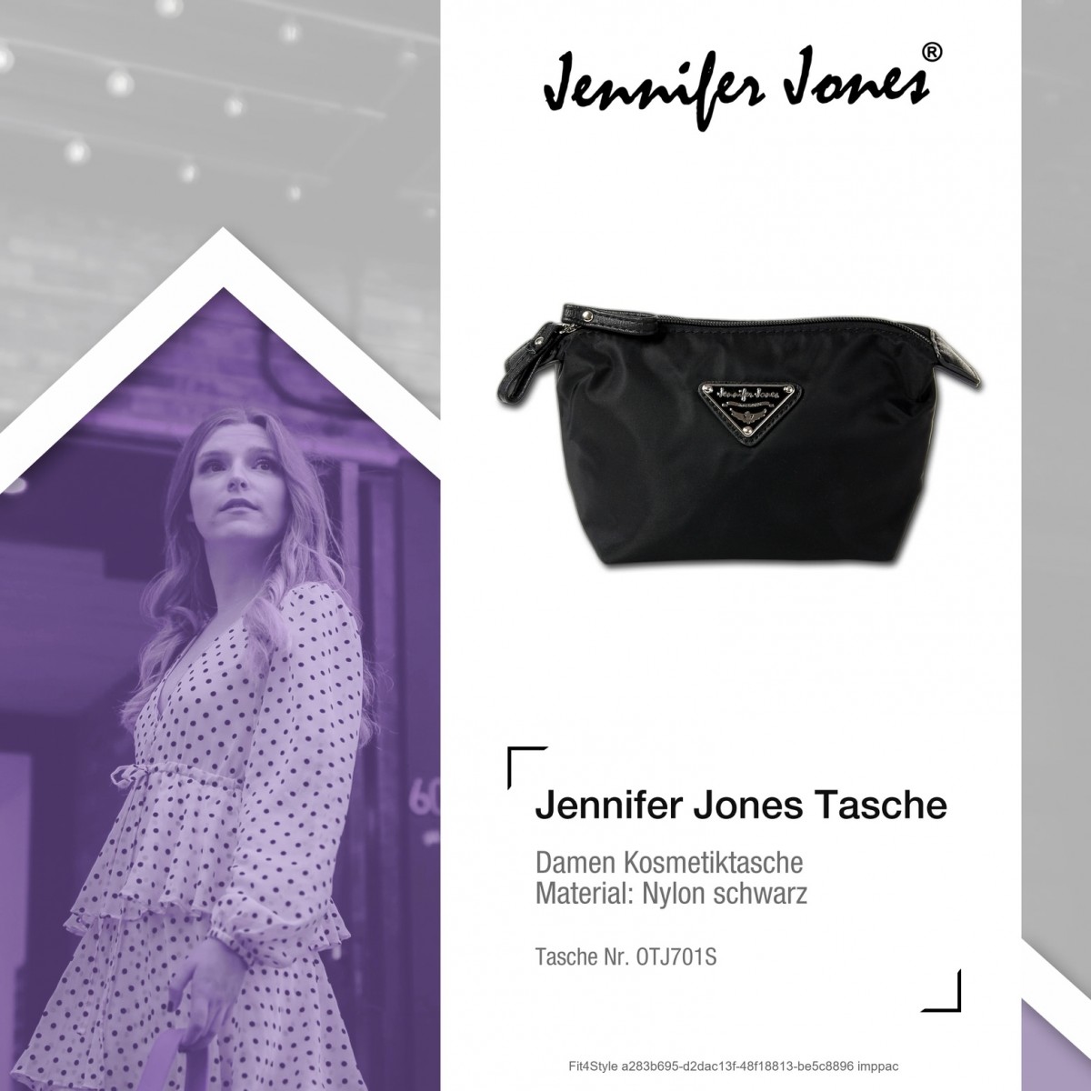Kosmetiktasche Nylon schwarz Waschtasche Kulturtasche Jennifer Jones OTJ701S