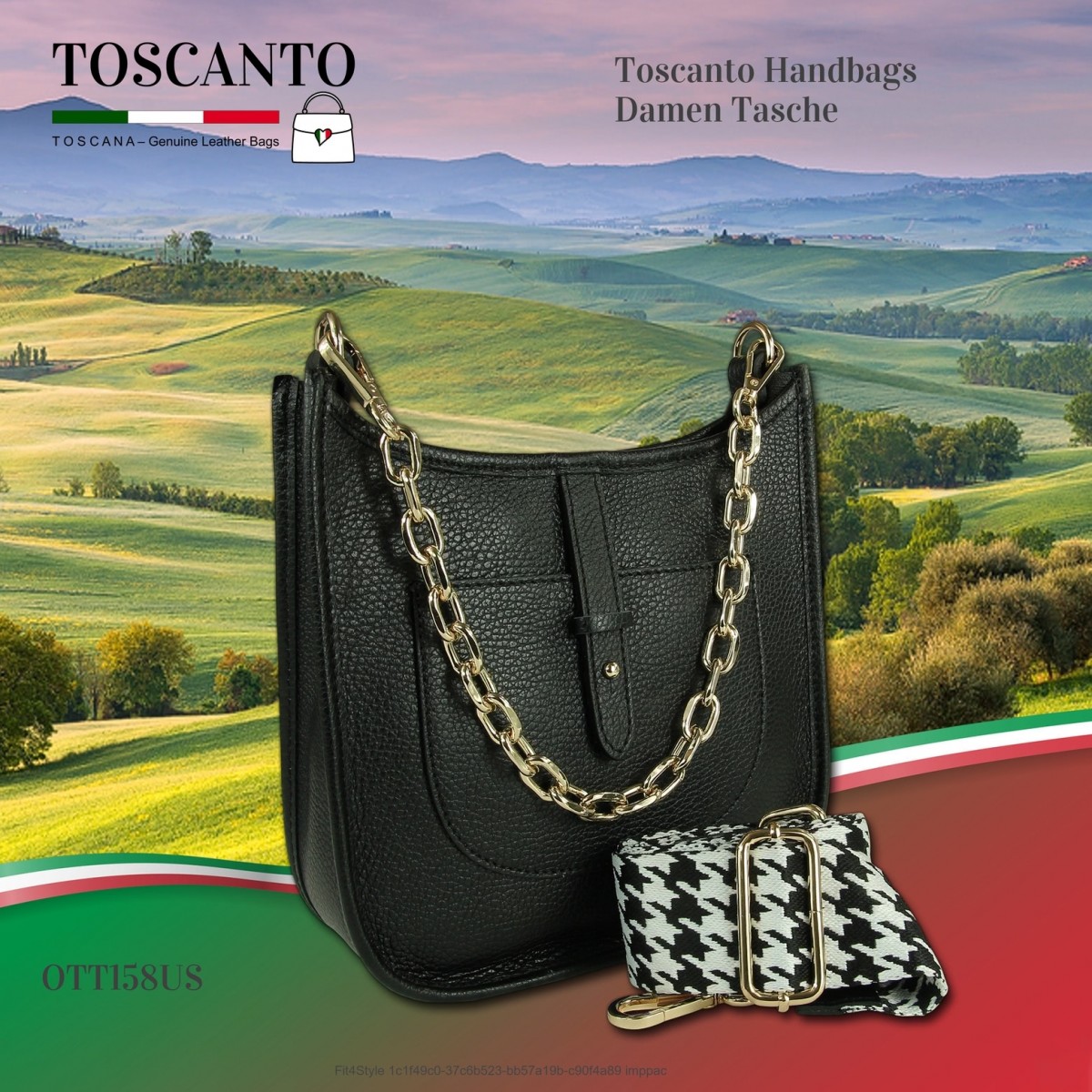 Toscanto Damen Citytasche OTT158US Jugend schwarz Umhängetasche Leder Tasche