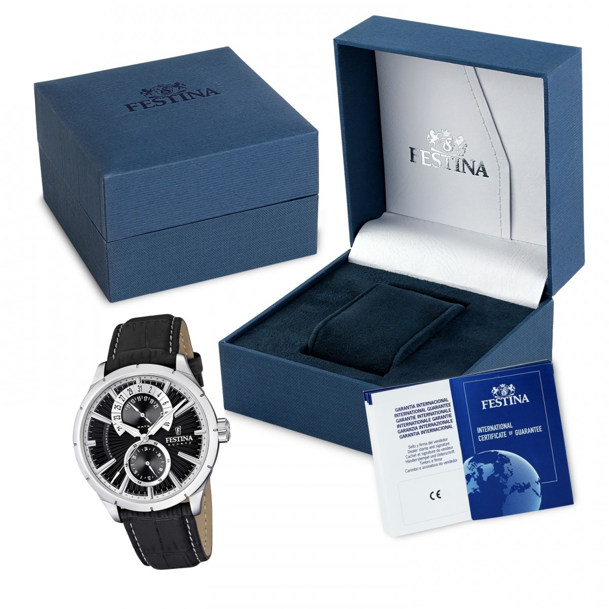 UF16573/3 Herrenuhr Klassik Quarz FESTINA Multifunktionsuhr schwarz Klassik Uhr
