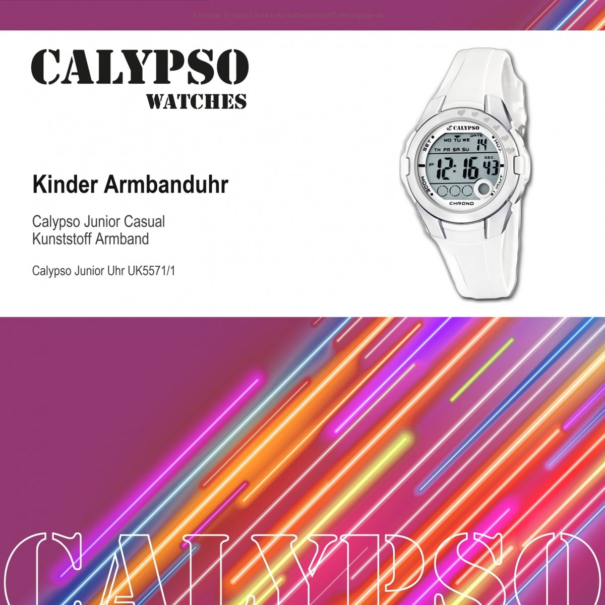 Calypso Jugenduhr Mädchen weiß-silber Digital Calypso Uhren UK5571/1