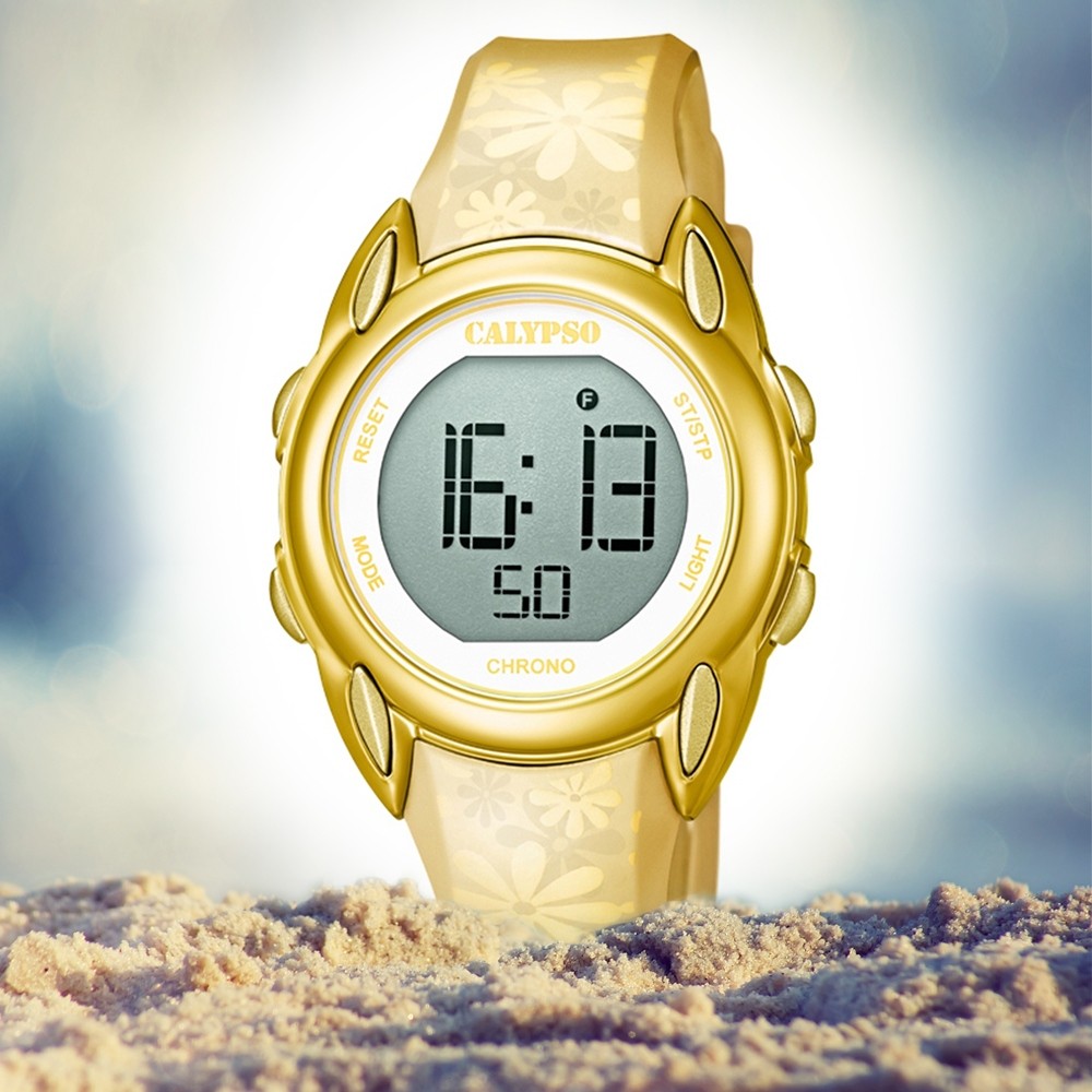 gold PU Quarz-Uhr Armbanduhr Kinder Crush K5735/2 UK5735/2 Calypso Digital