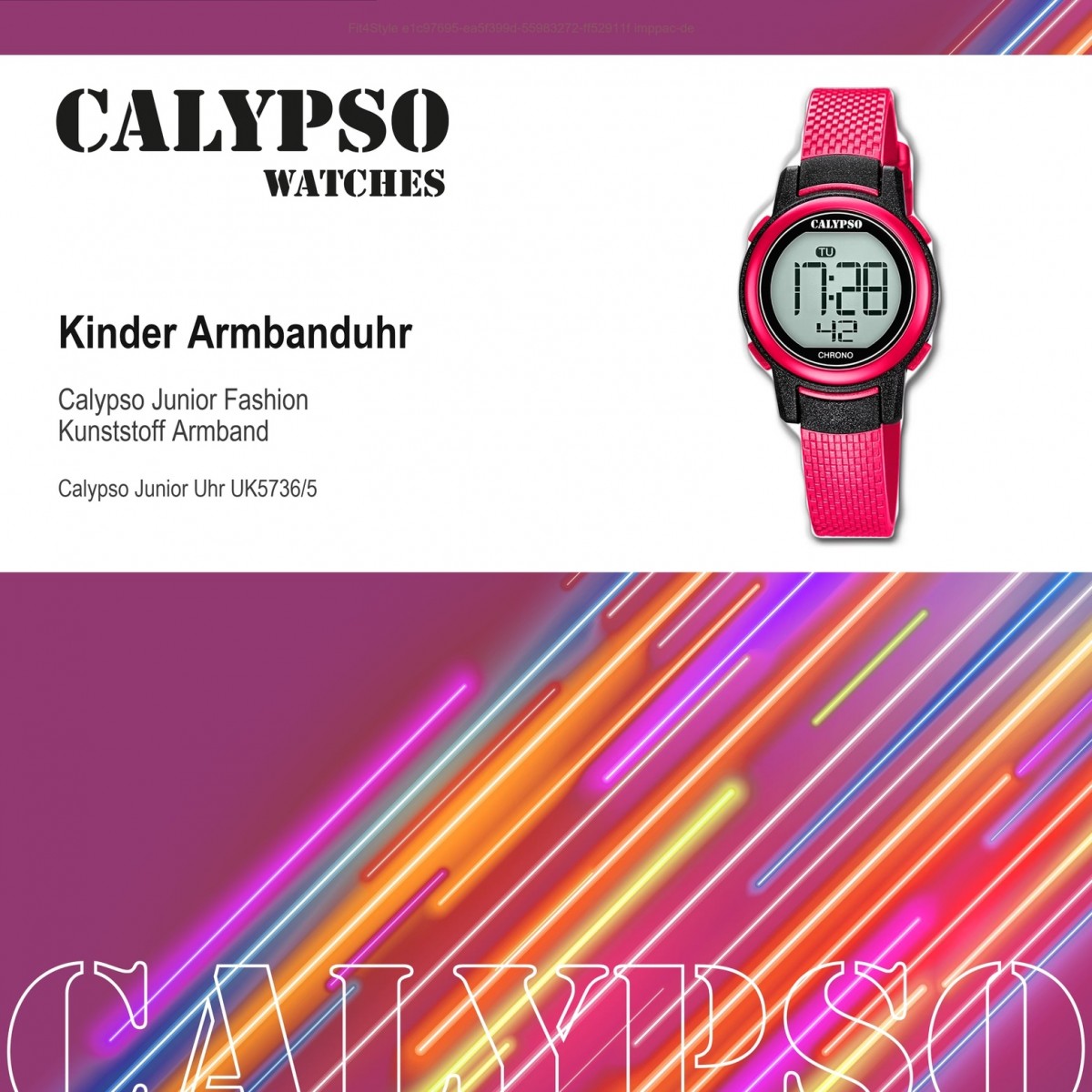 Armbanduhr K5736/5 Crush pink Kinder Calypso PU UK5736/5 Digital Quarz-Uhr