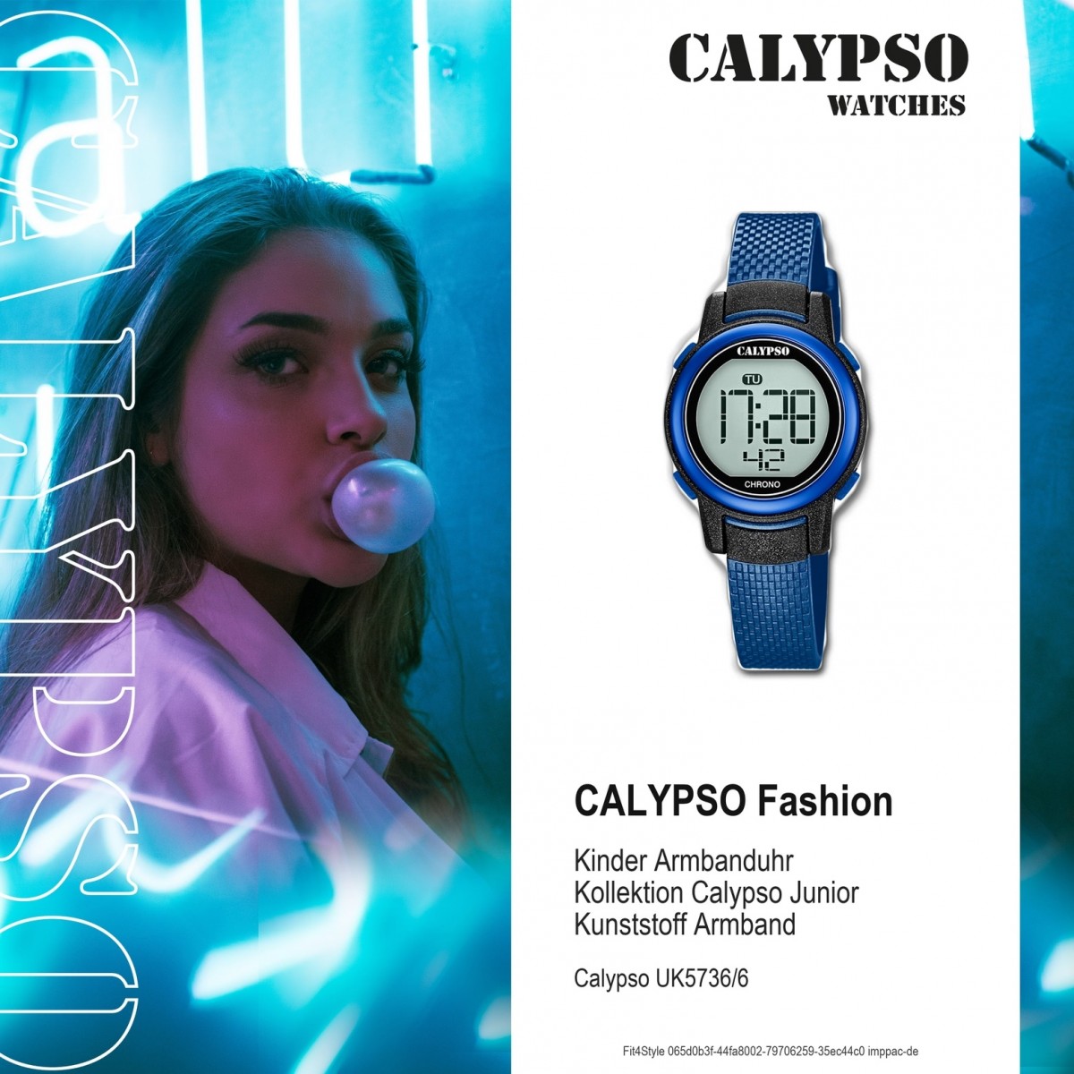 Calypso Kinder Armbanduhr Digital Crush PU blau K5736/6 UK5736/6 Quarz-Uhr