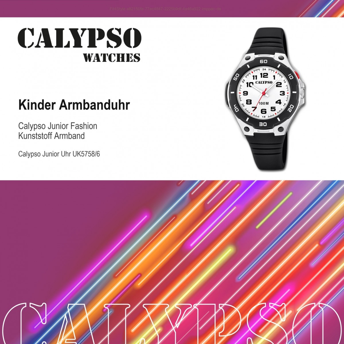 Kinder UK5758/6 Sweet Quarz-Uhr Armbanduhr PU Calypso Time K5758/6 schwarz