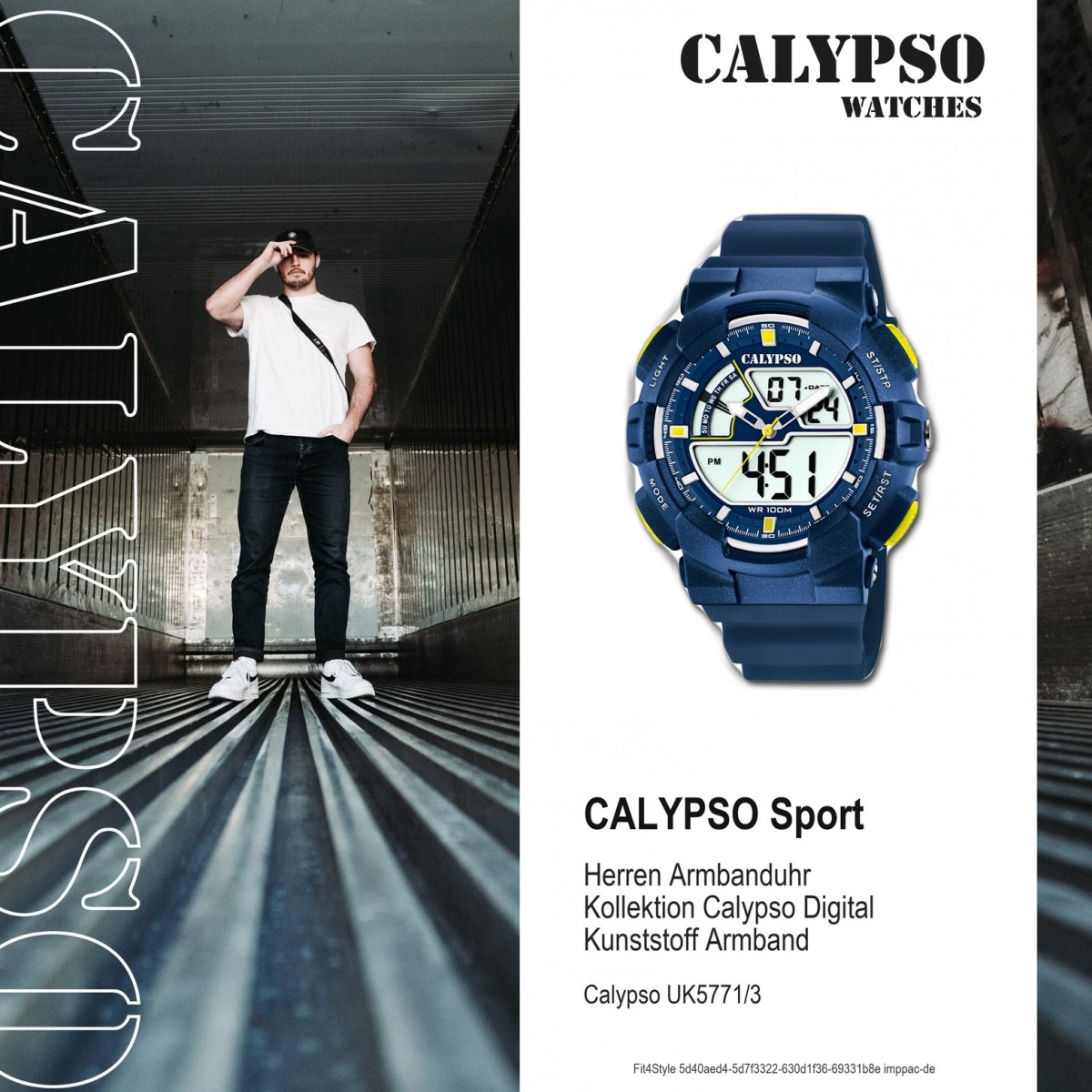 Calypso Herren Armbanduhr Street Style K5771/3 Quarz-Uhr PU blau UK5771/3