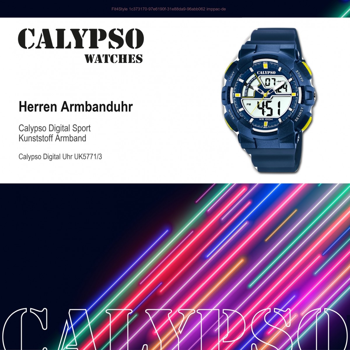 Calypso Herren Armbanduhr Street Quarz-Uhr PU Style UK5771/3 K5771/3 blau