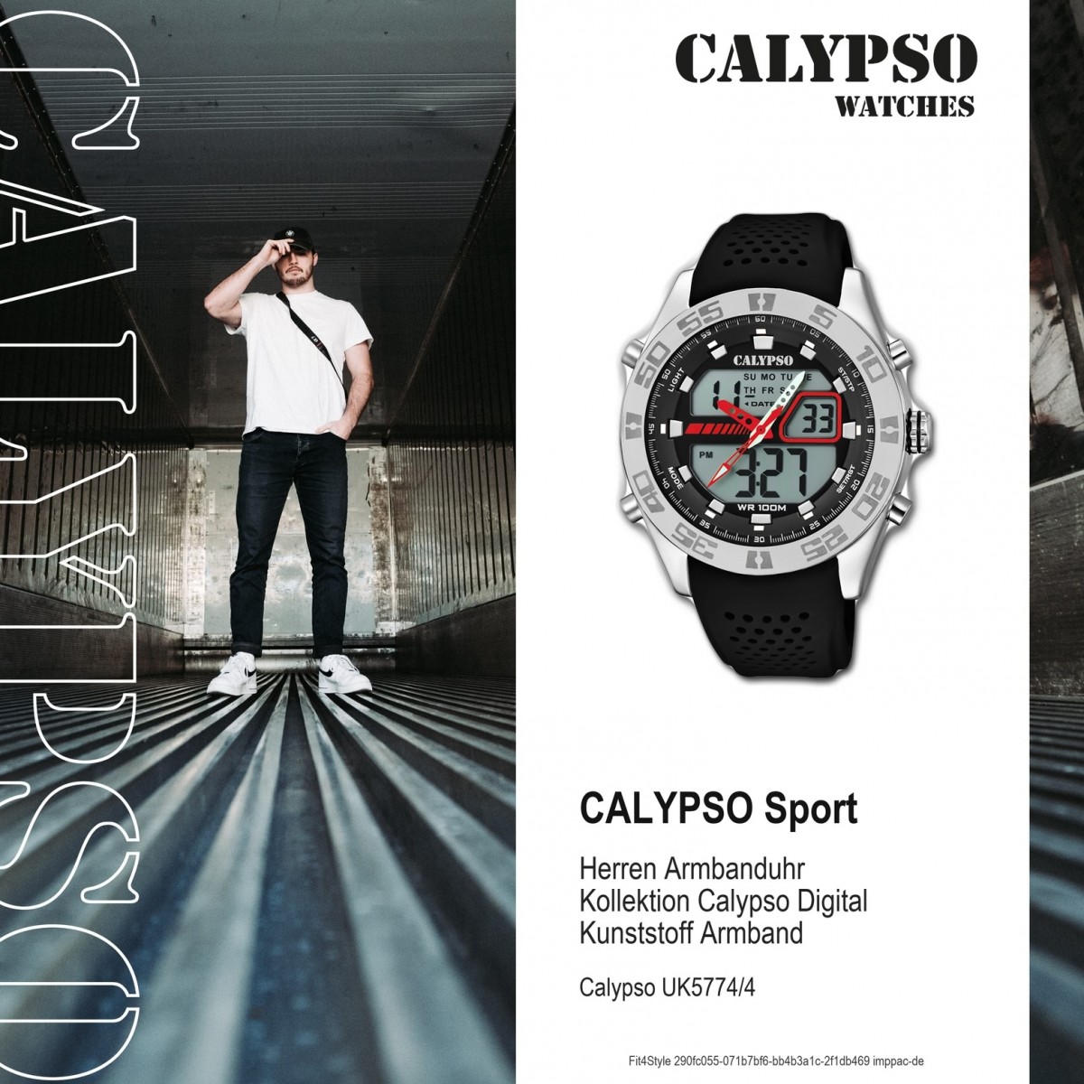 PU Herren Street K5774/4 Calypso UK5774/4 Style Quarz-Uhr schwarz Armbanduhr