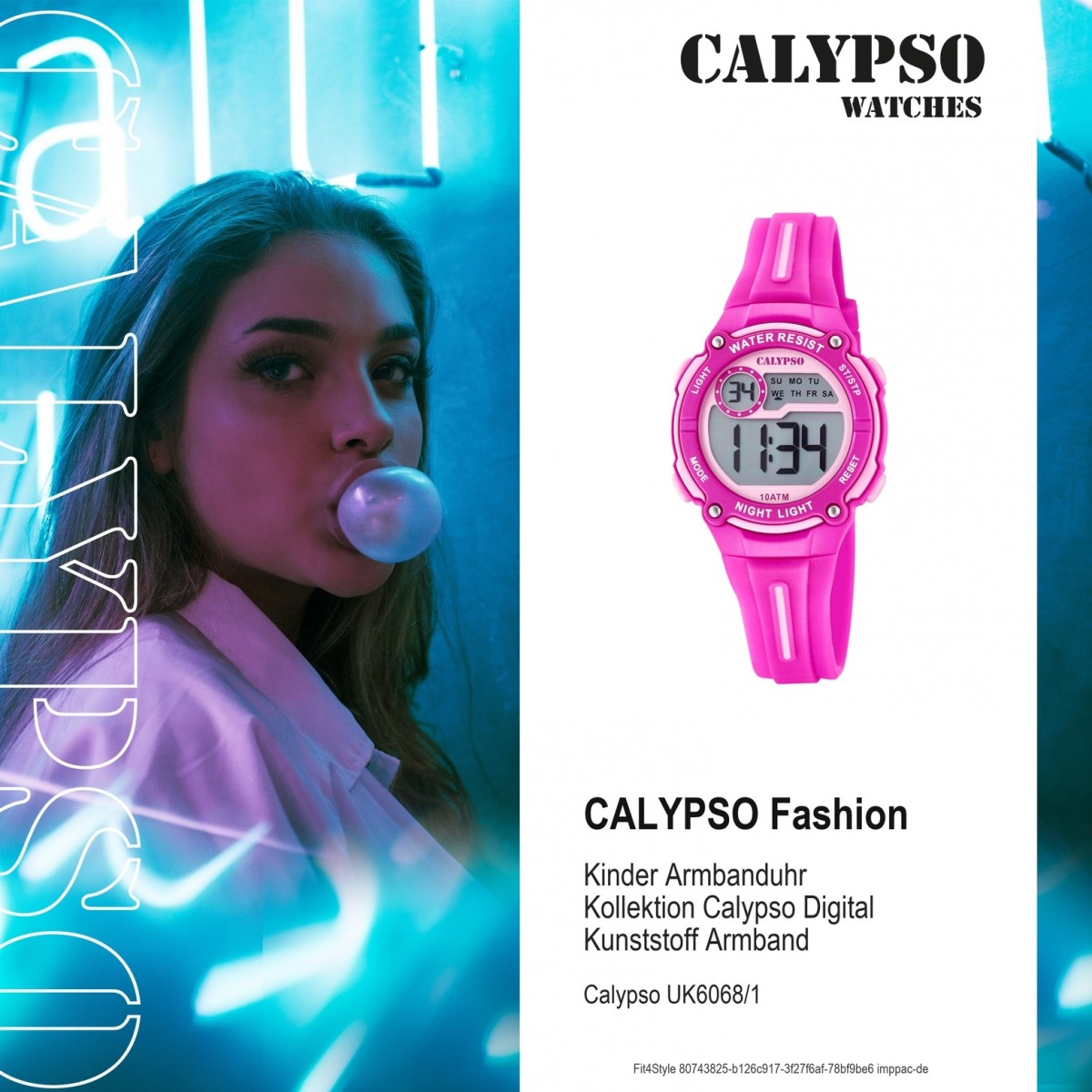 Calypso Kinder Armbanduhr Quarz-Uhr PU UK6068/1 pink K6068/1 Digital Crush