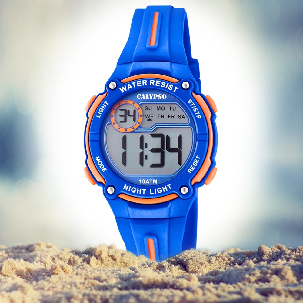 Calypso Kinder PU blau Quarz-Uhr UK6068/3 K6068/3 Digital Armbanduhr Crush