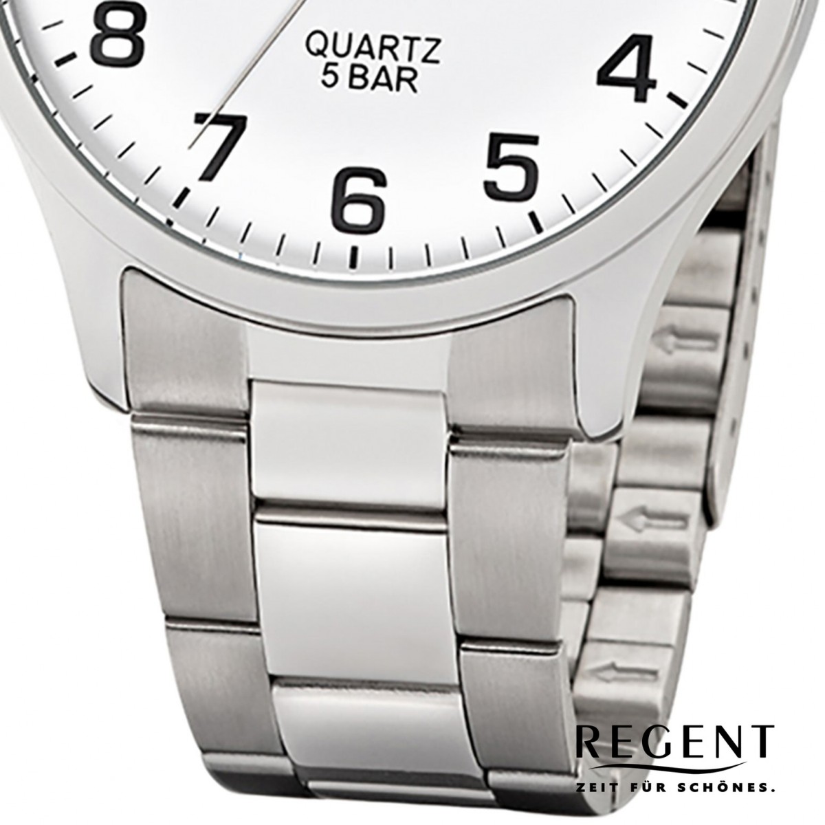 Edelstahl-Armband Quarz-Uhr F-1178 Herren-Armbanduhr Regent silber UR1153403