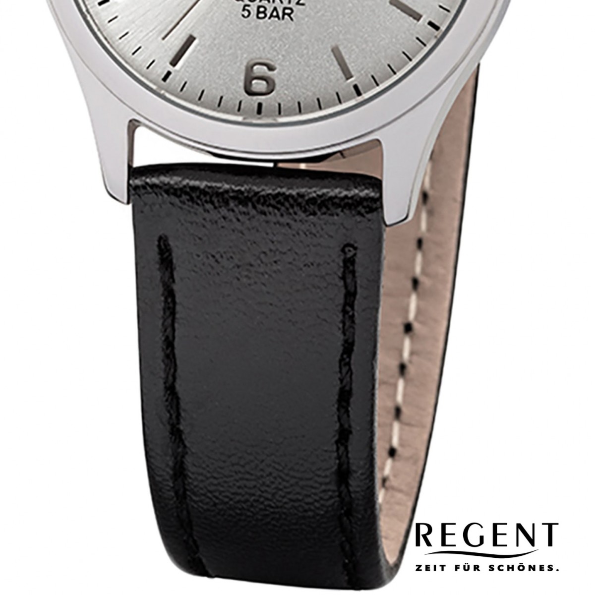 Regent Damen-Armbanduhr Leder-Armband UR2113415 Quarz-Uhr 32-2113415 schwarz