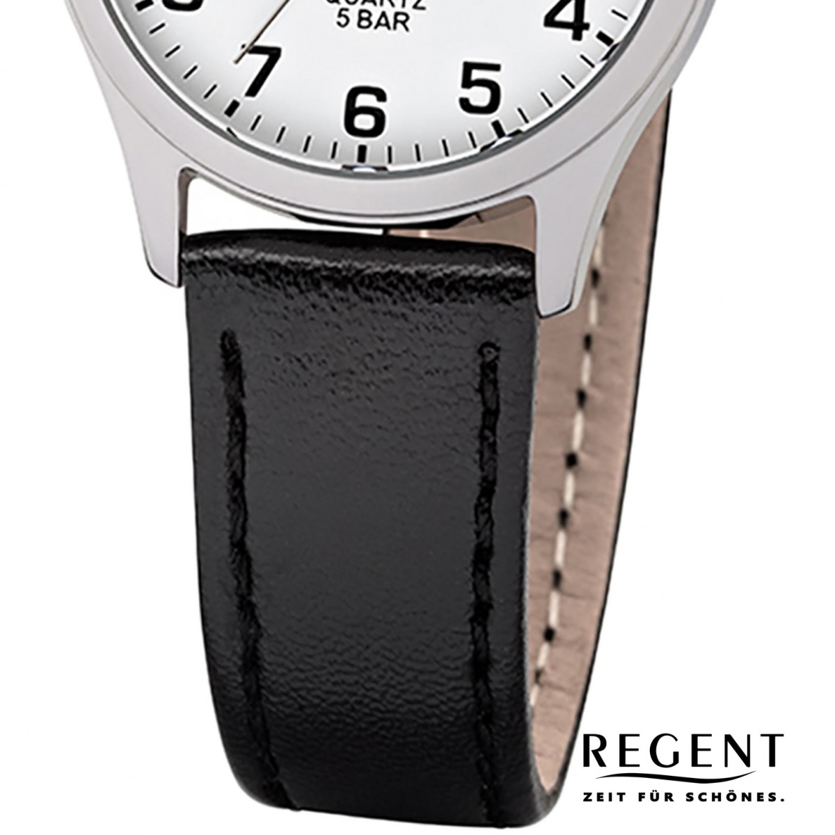 Leder-Armband Regent schwarz Damen-Armbanduhr Quarz-Uhr F-1309 UR2113418