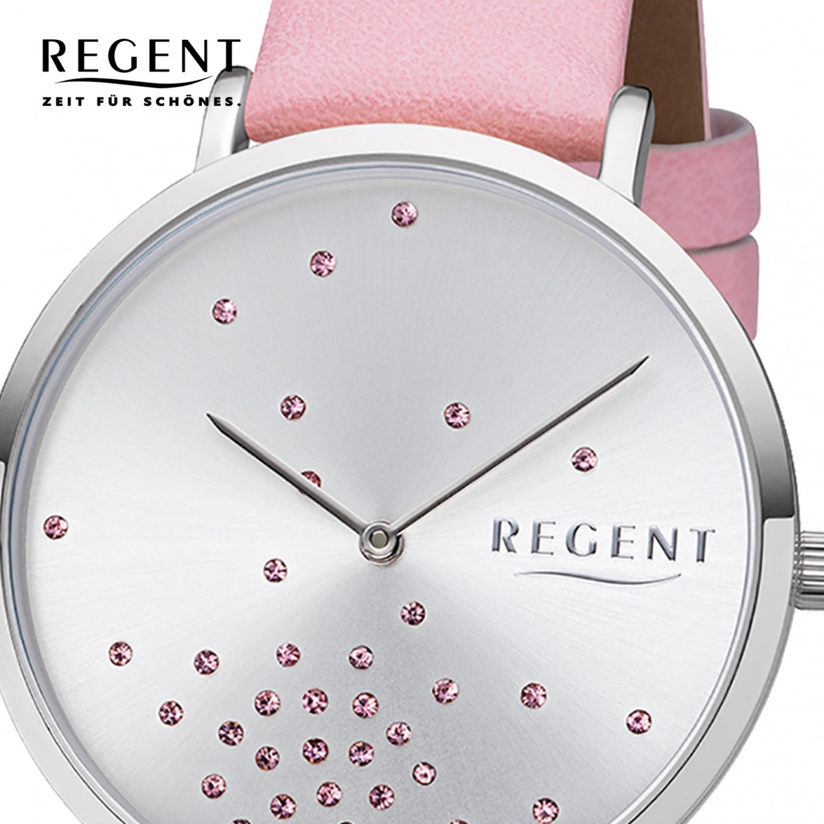 Regent Damen Leder rosa BA-597 URBA597 Analog Quarz-Uhr Armbanduhr