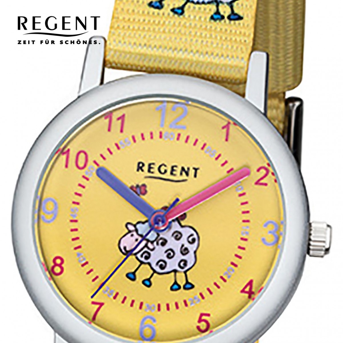 Regent Kinder-Armbanduhr 32-F-1134 Quarz-Uhr Textil, gelb URF1134 Stoff-Armband