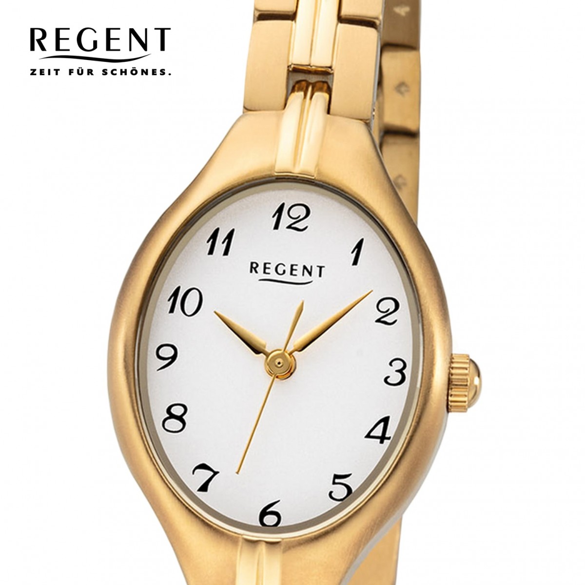 Regent URF1163 F-1163 Quarz-Uhr Analog Titan Armbanduhr Damen gold