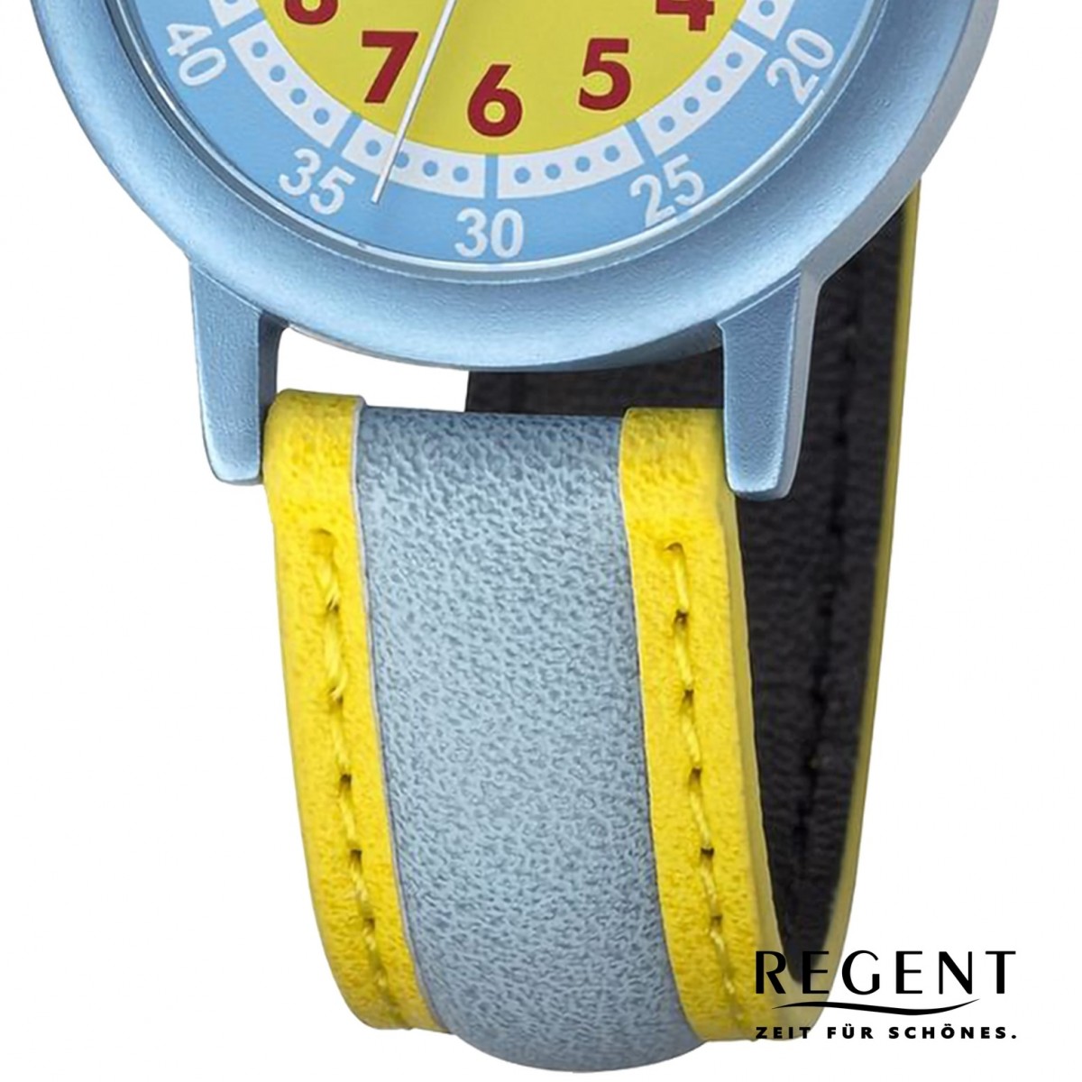 Regent Kinderuhr Armbanduhr PURarmband URF1473 Analog gelb hellblau