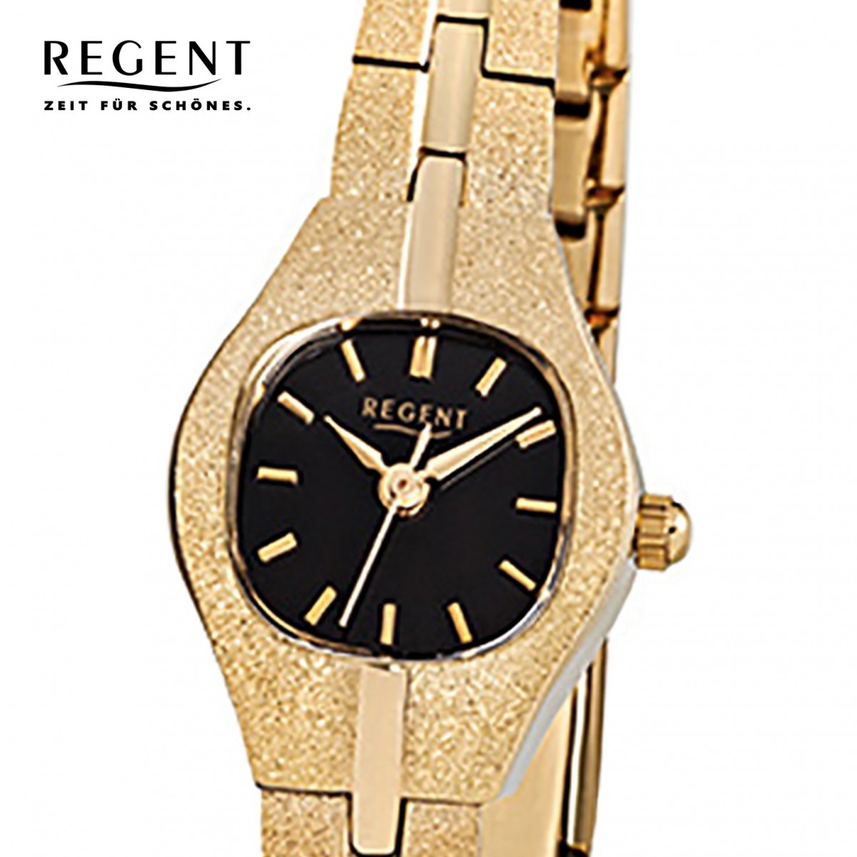 Regent Damen-Armbanduhr F-378 URF378 gold Stahl-Armband Quarz-Uhr