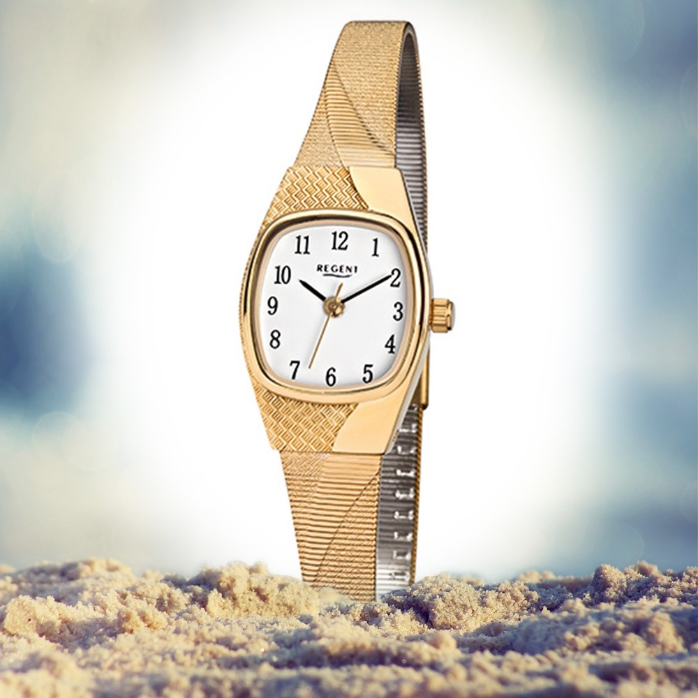 Regent Damen-Uhr - Metallarmband - Quarzwerk - Edelstahl gold URF624