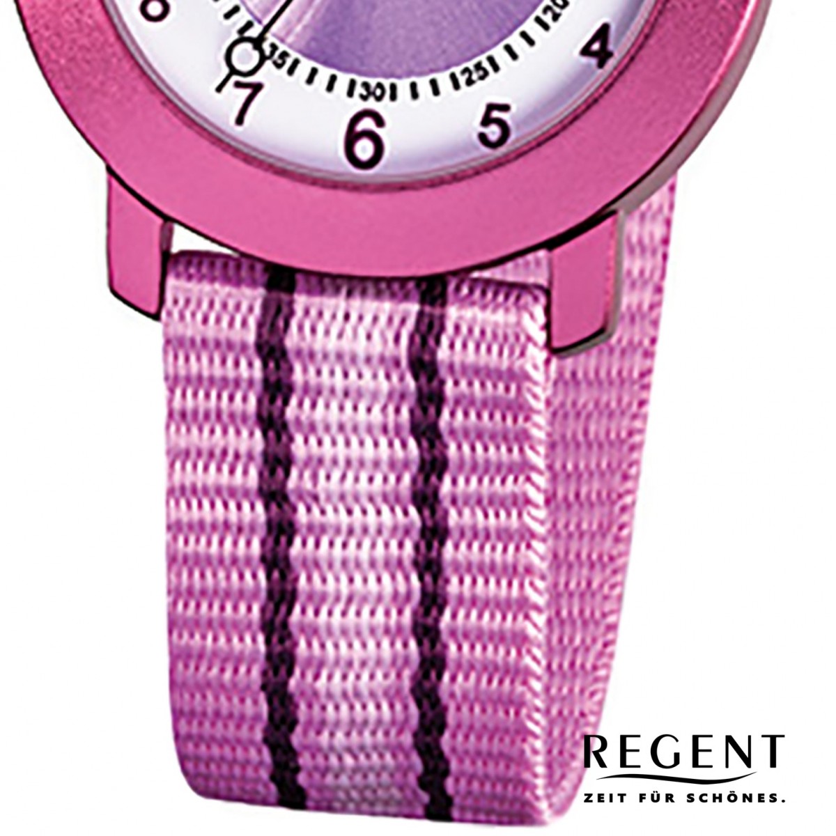 Regent Armbanduhr Kinder Quarz URF725 Aluminium Uhr Textil rosa Mädchen