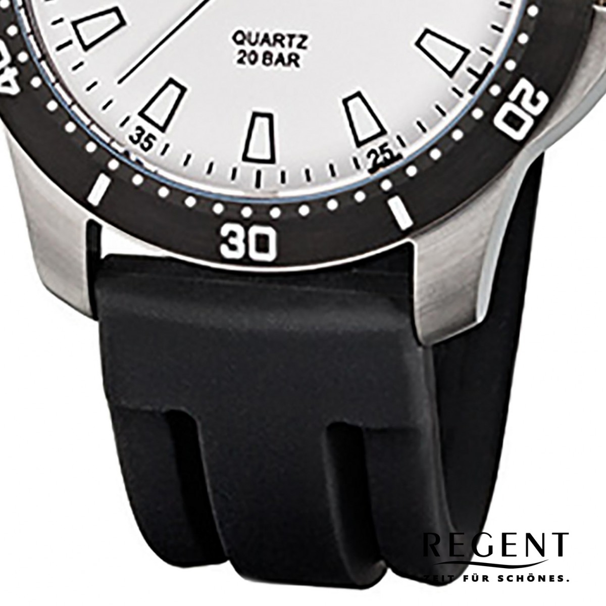 Regent Herren-Armbanduhr F-912 URF912 Quarz-Uhr schwarz Kunststoff-Armband