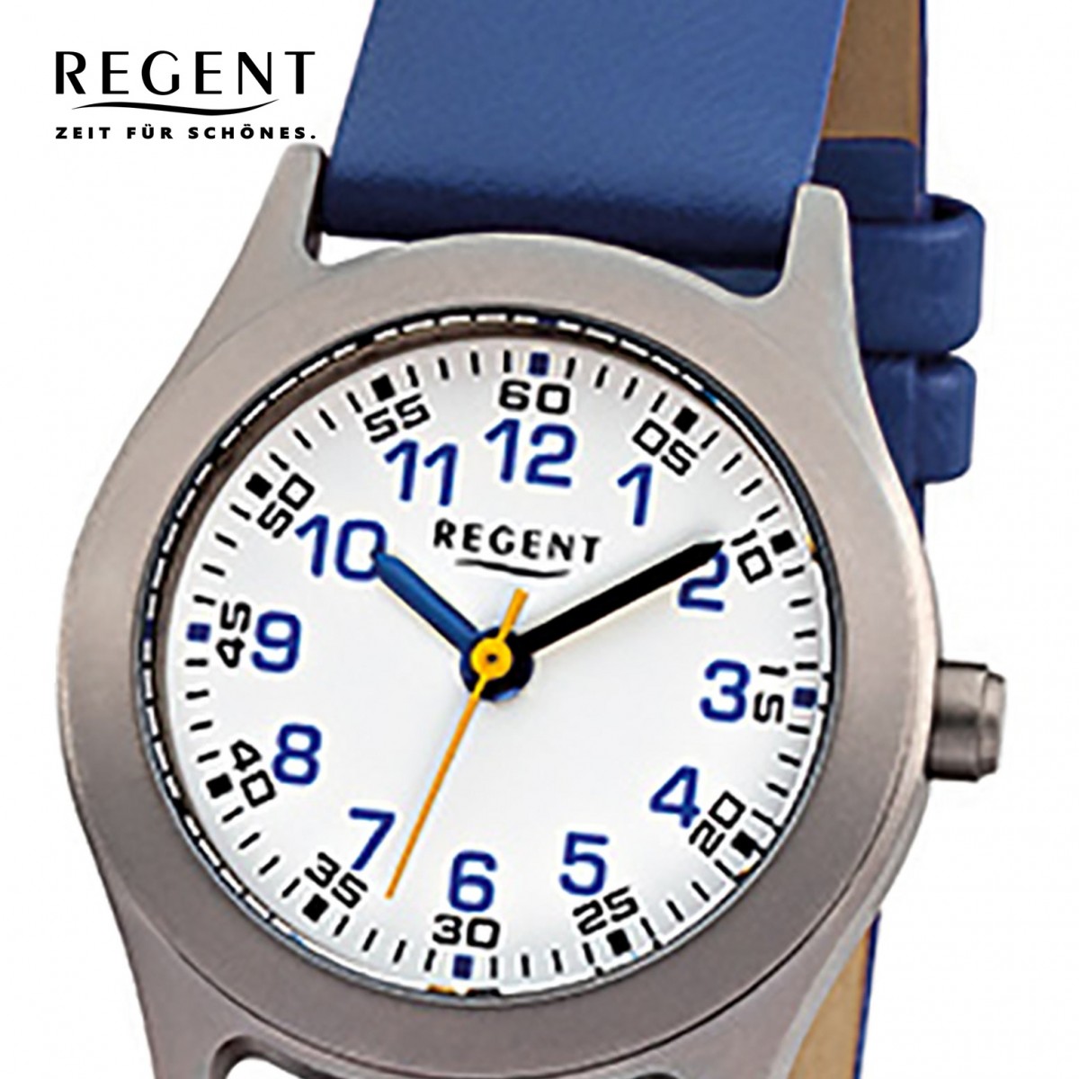 Regent Kinder-Armbanduhr - Kinderuhren - blau URF947 Quarz Leder