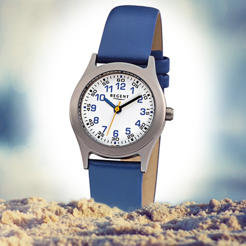 Quarz blau URF947 - Kinderuhren Kinder-Armbanduhr Regent Leder -