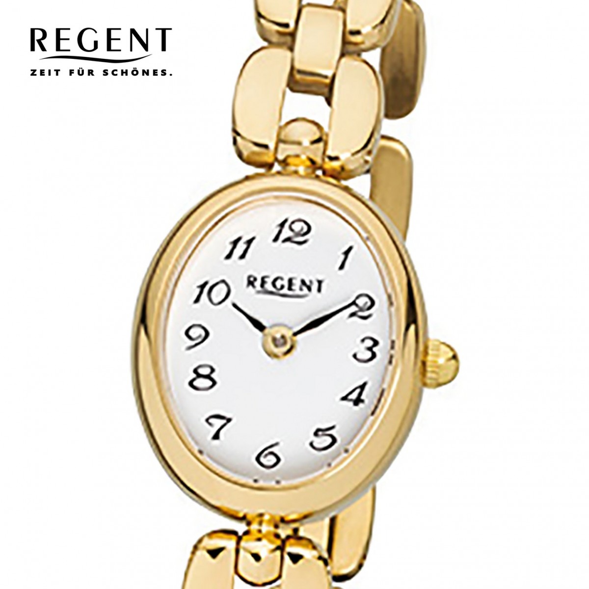 Regent Damen-Armbanduhr F-1406 Quarz-Uhr Mini URF968 Stahl-Armband gold