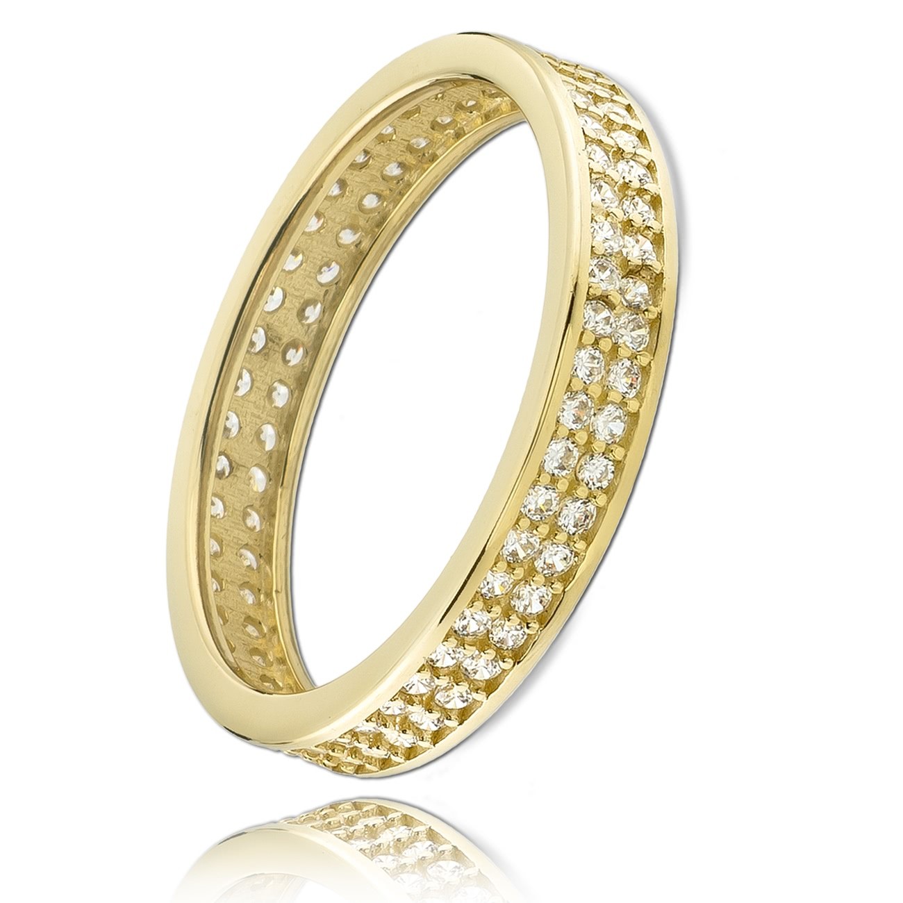 Balia Damen Ring Zirkonia zweireihig Gelbgold Gr.58 BGR021G58