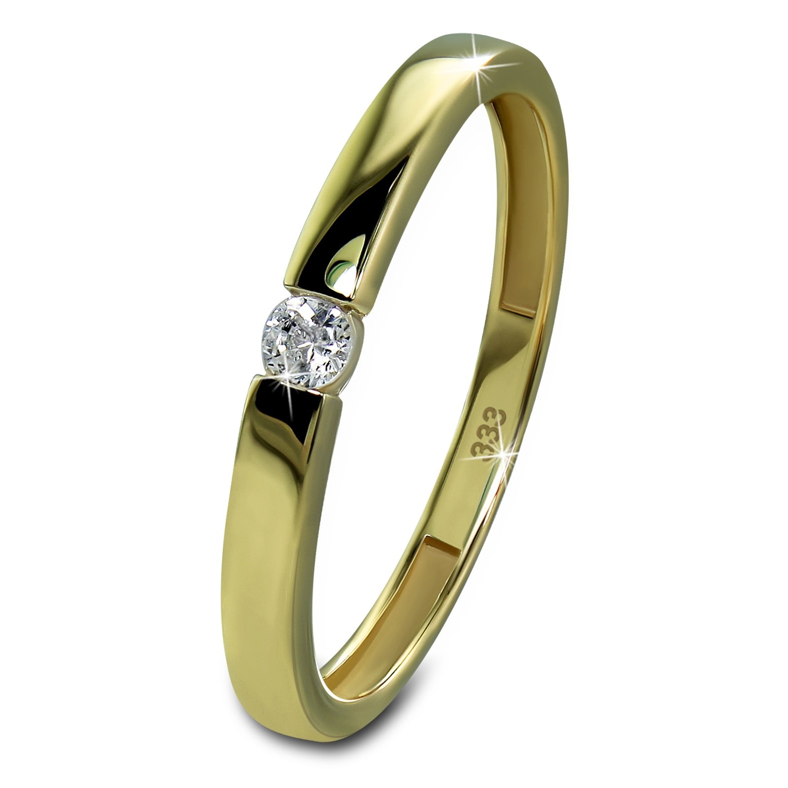 GoldDream Gold Ring Classic Gr.54 Zirkonia weiß 333er Gelbgold GDR535Y54