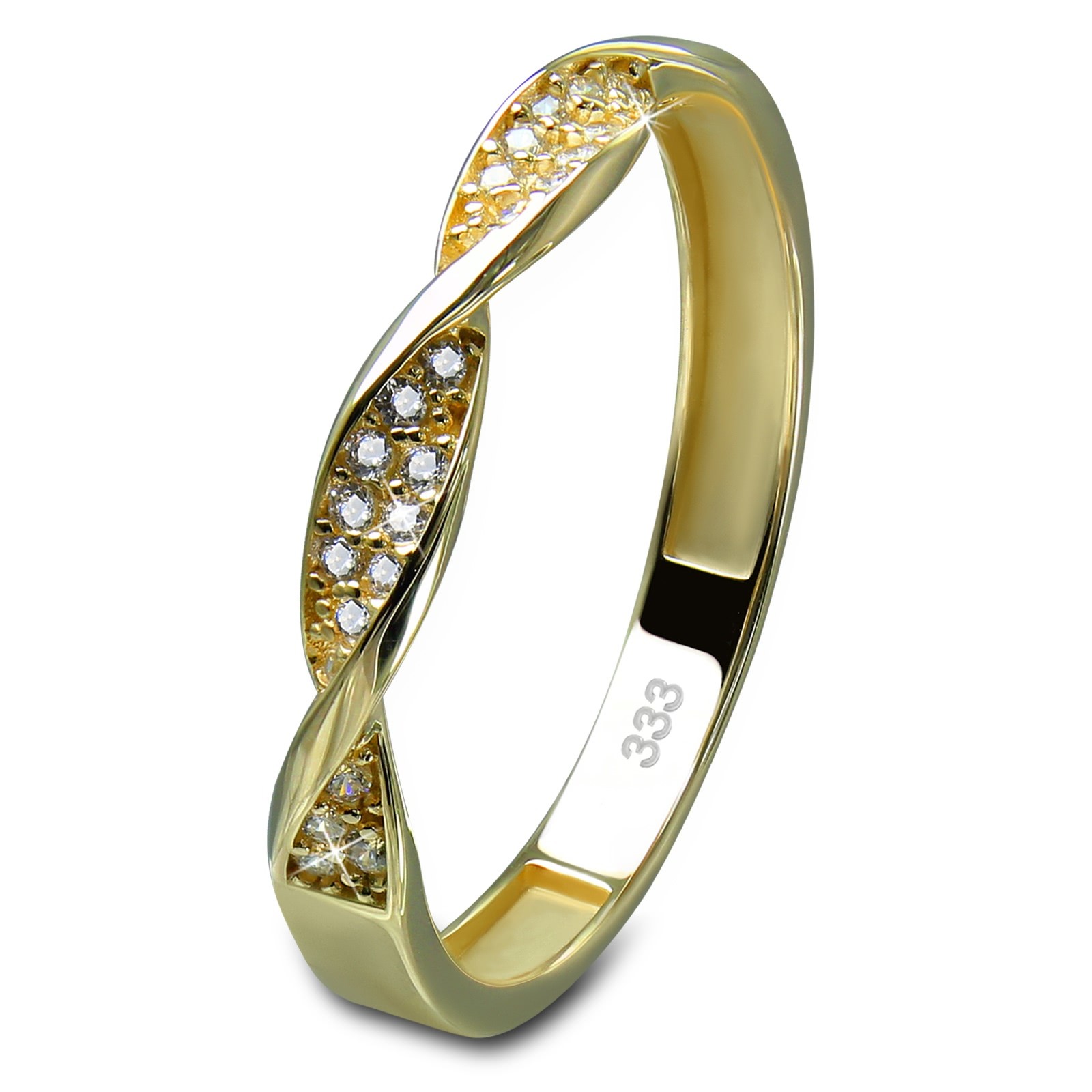 GoldDream Gold Ring Twisted Gr.60 Zirkonia weiß 333er Gelbgold GDR540Y60