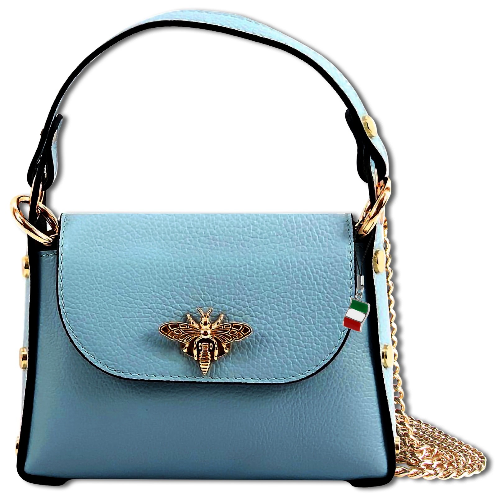 Florence Umhängetasche Biene Damen Handtasche Echtleder hellblau OTF817H