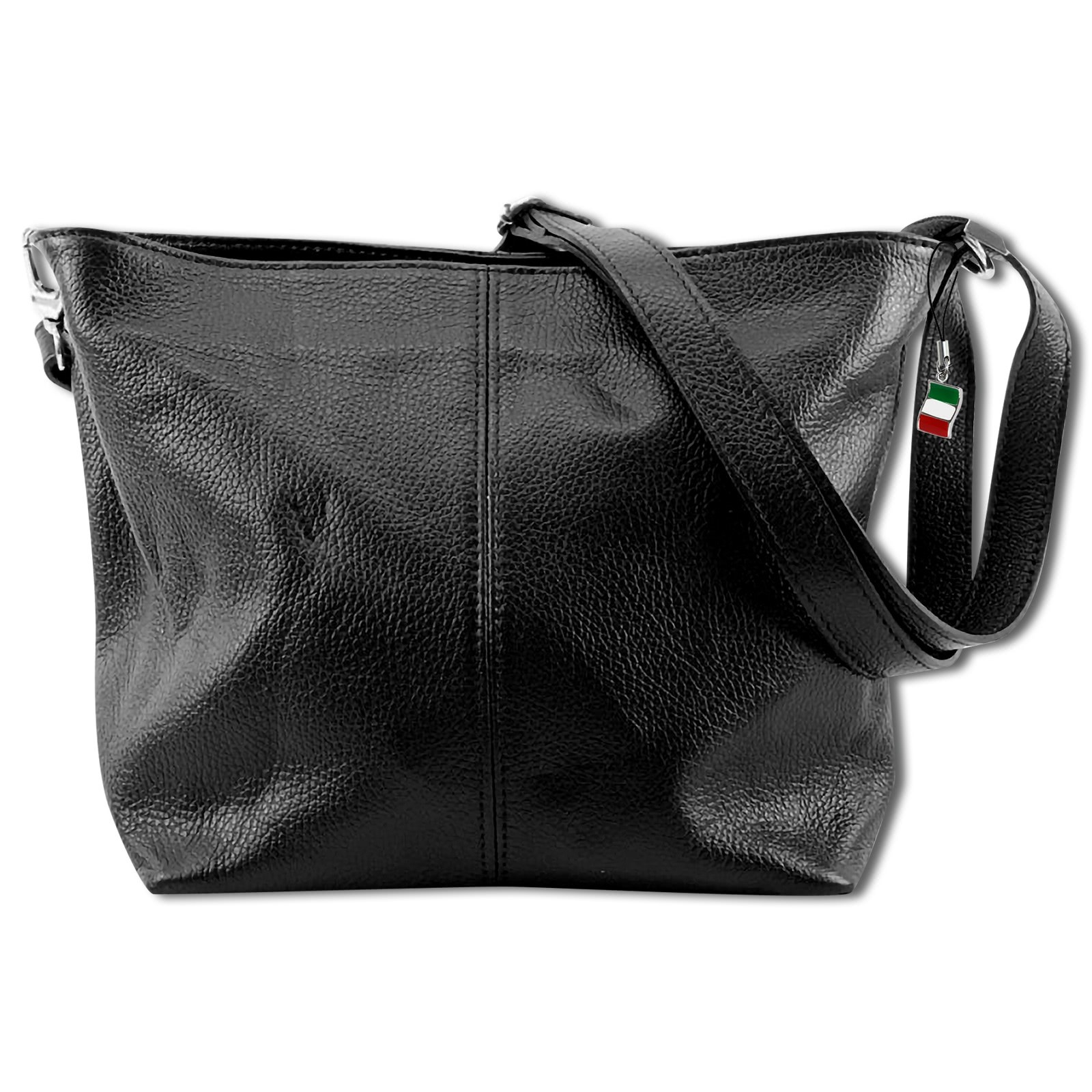 Florence Echtleder Schultertasche Damen schwarz Umhängetasche OTF829S