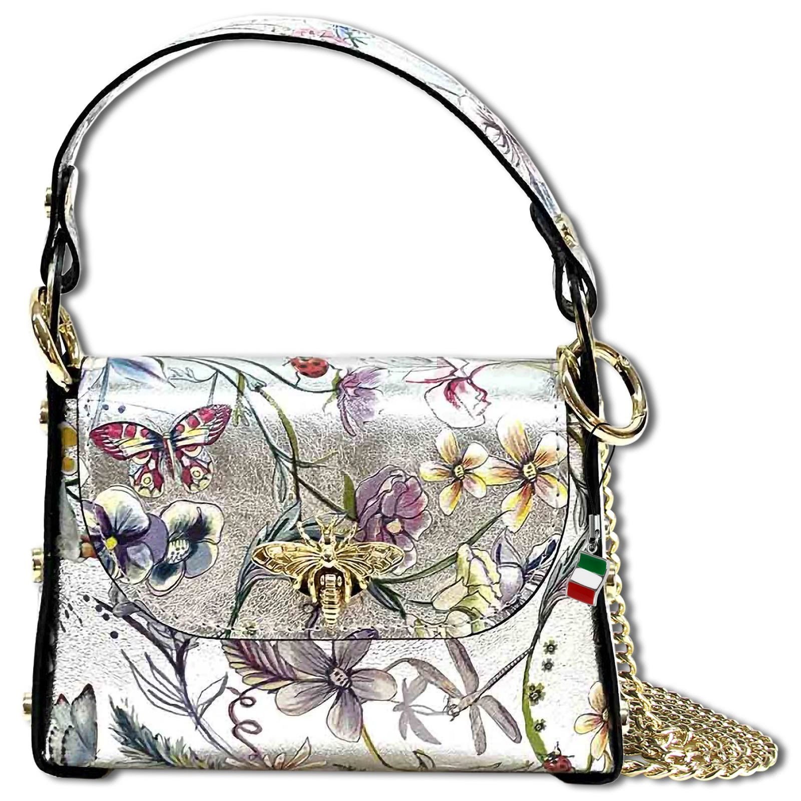 Florence Umhängetasche Biene Damen Echtledertasche farbig silber metallic OTF832JF