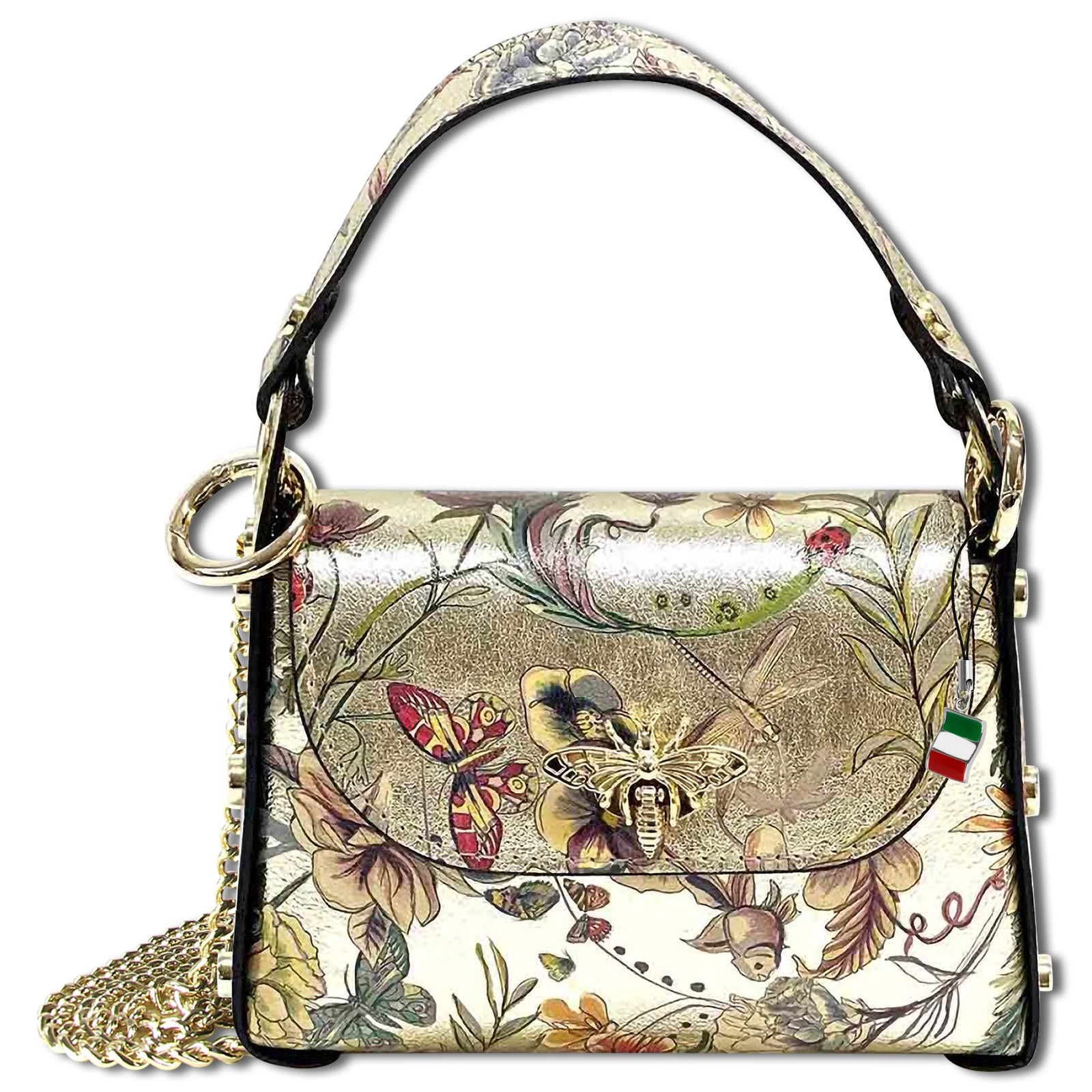 Florence Umhängetasche Biene Damen Echtledertasche farbig gold metallic OTF832ZF