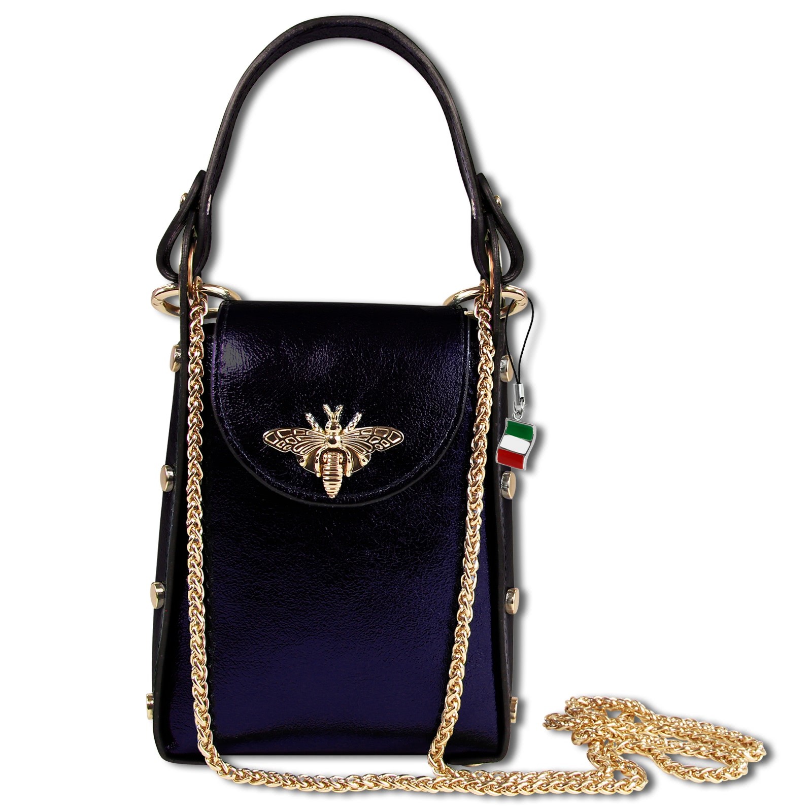 Florence Umhängetasche Biene Damen Tasche Echtleder lila metallic OTM802V