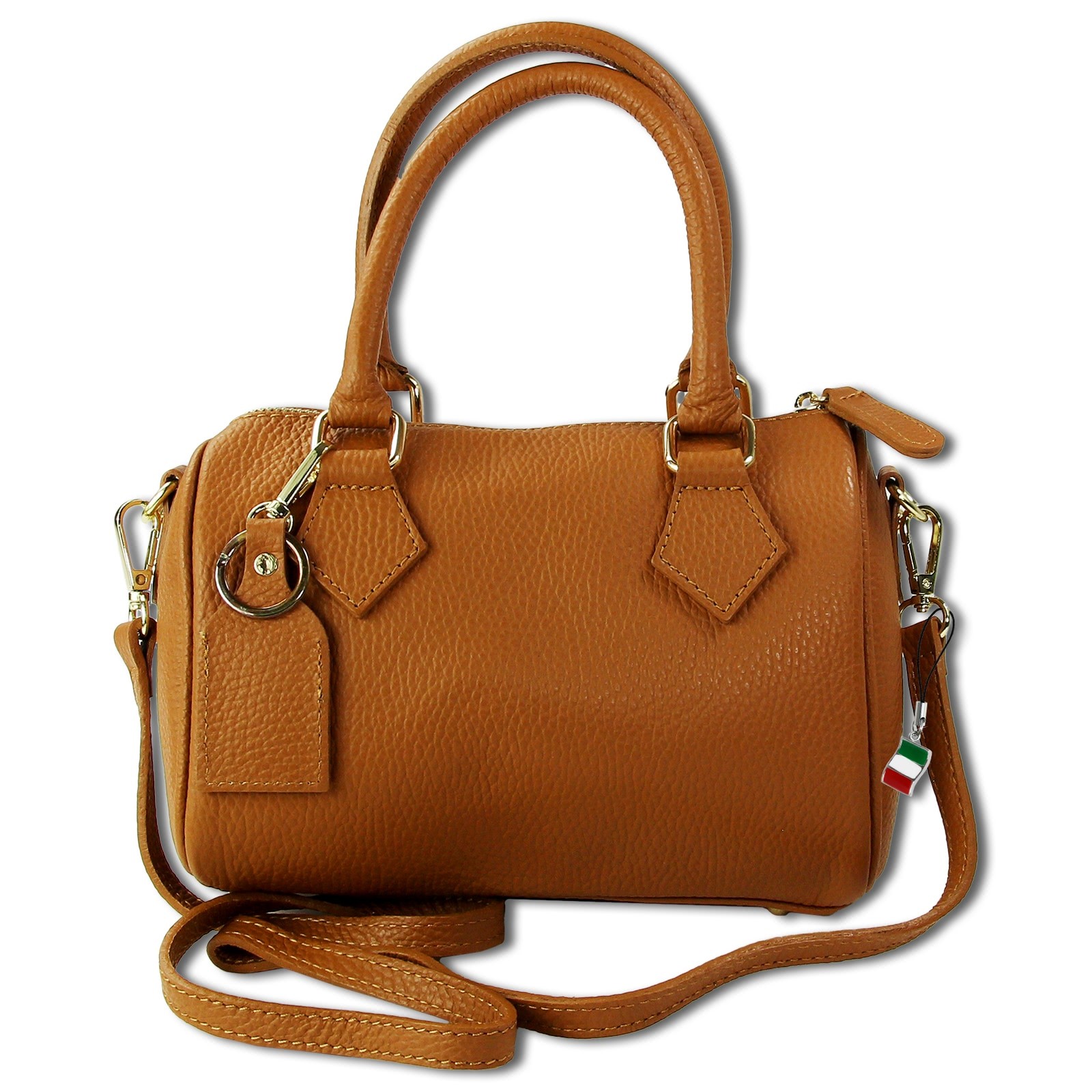 Florence Umhängetasche Damen Handtasche Bowlingtasche Echtleder tan OTM807C