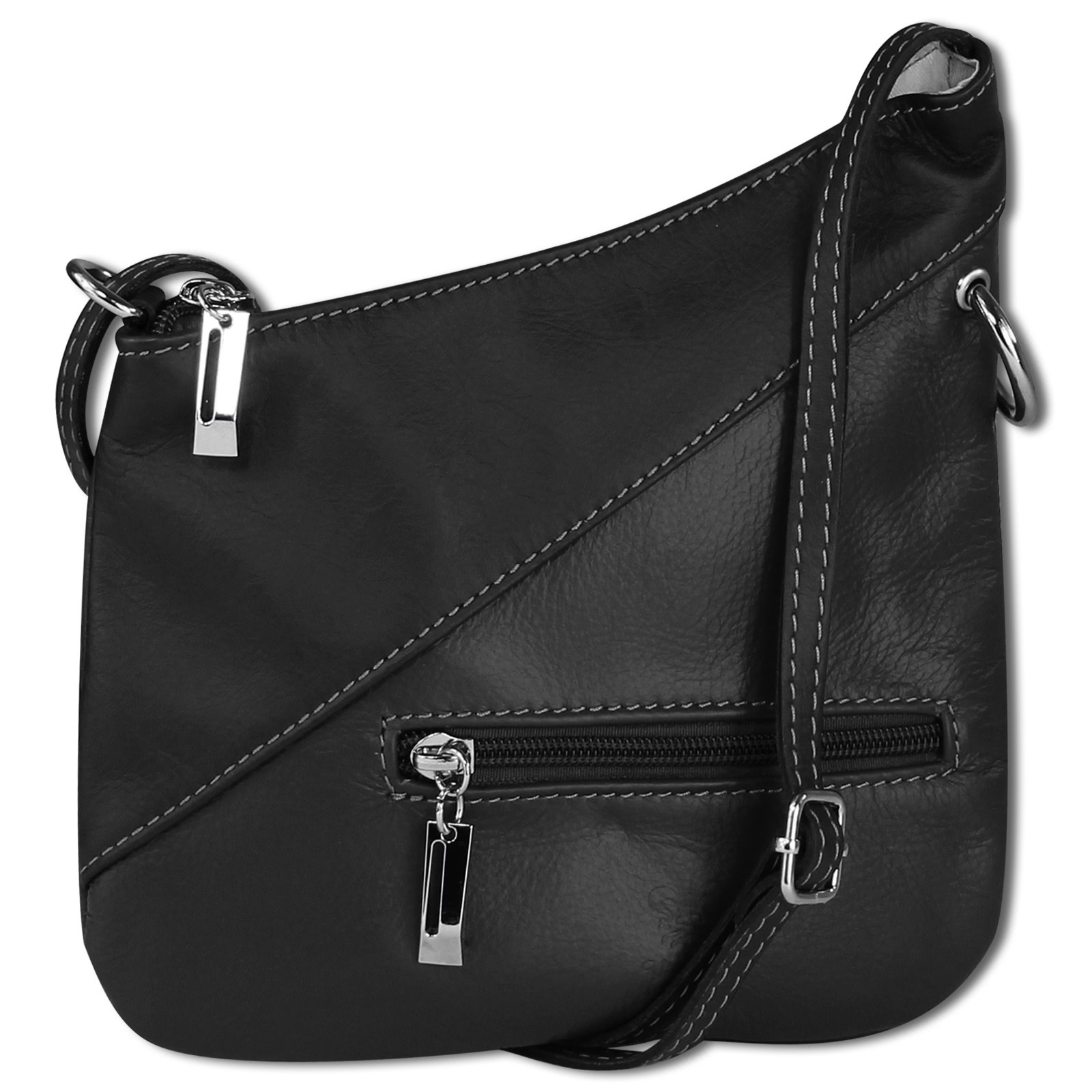 Toscanto Damen Jugend Umhängetasche Abendtasche Leder Tasche schwarz OTT100SS