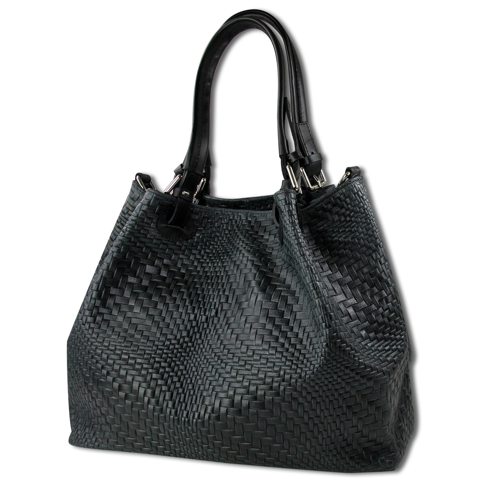 Toscanto Damen Handtasche Umhängetasche Leder Tasche schwarz OTT163HS