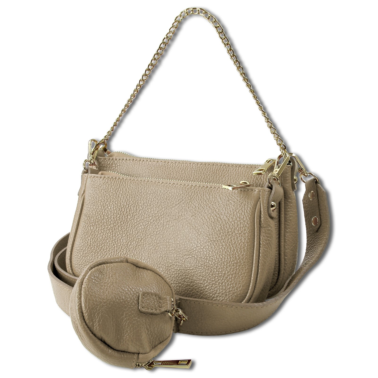 Toscanto Damen Umhängetasche Leder Tasche taupe beige OTT826UC