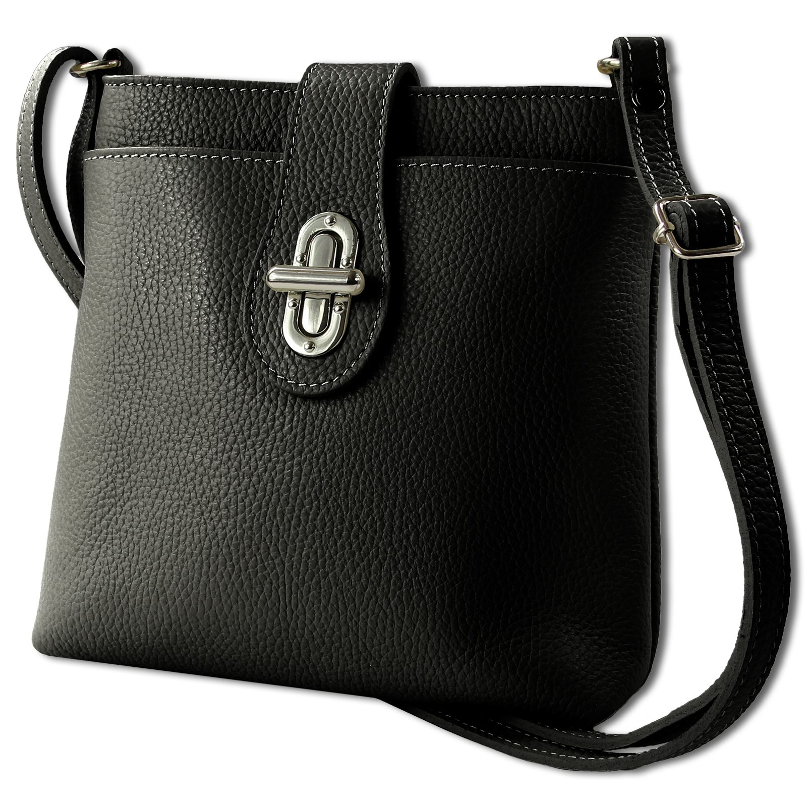 Toscanto Damen Umhängetasche Leder Tasche schwarz OTT828US