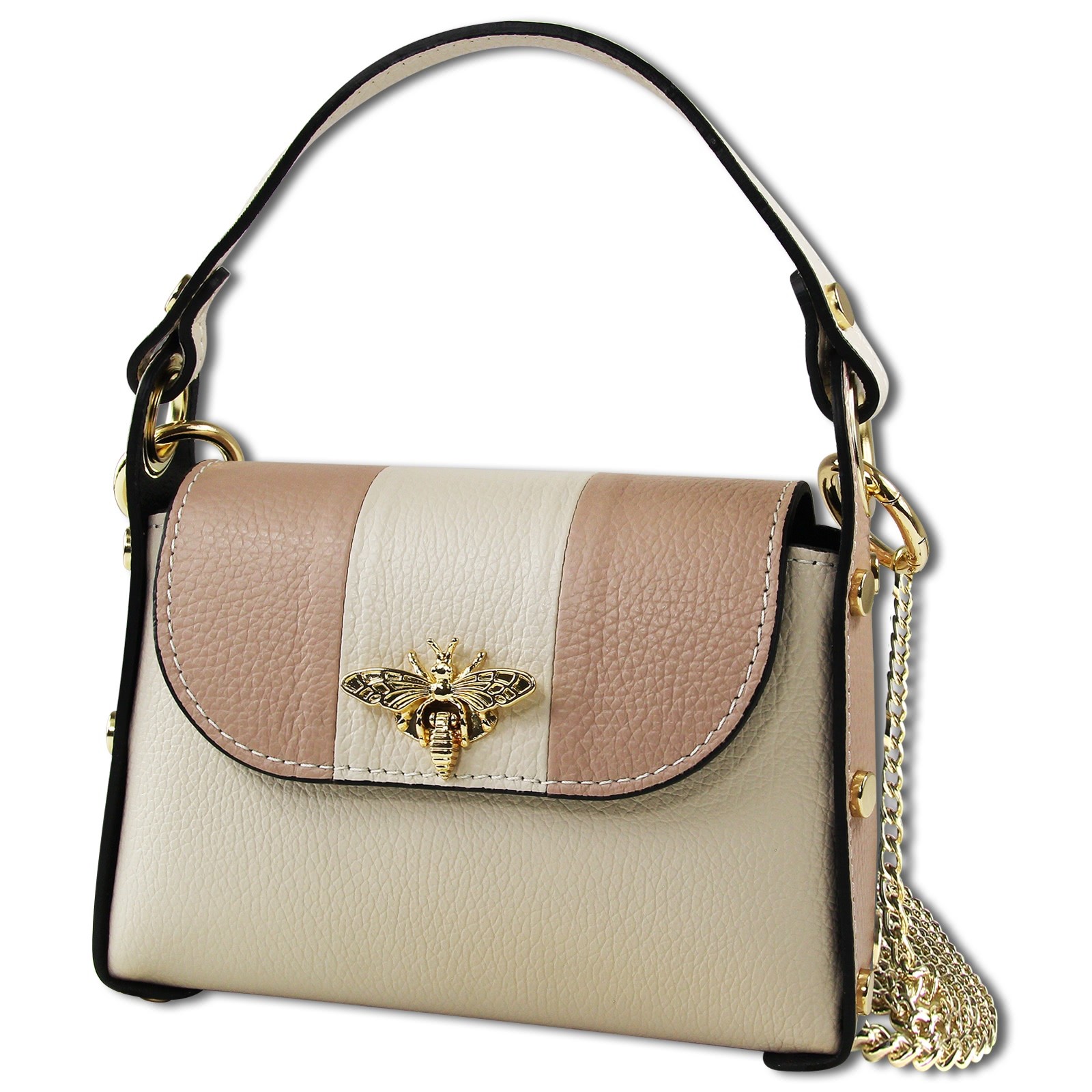 Toscanto Damen Umhängetasche Leder Tasche beige rosa OTT833UIA