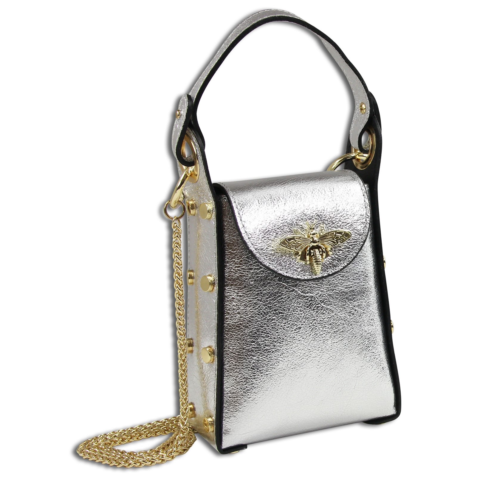 Toscanto Damen Umhängetasche Leder Tasche silber metallic OTTM802UJ