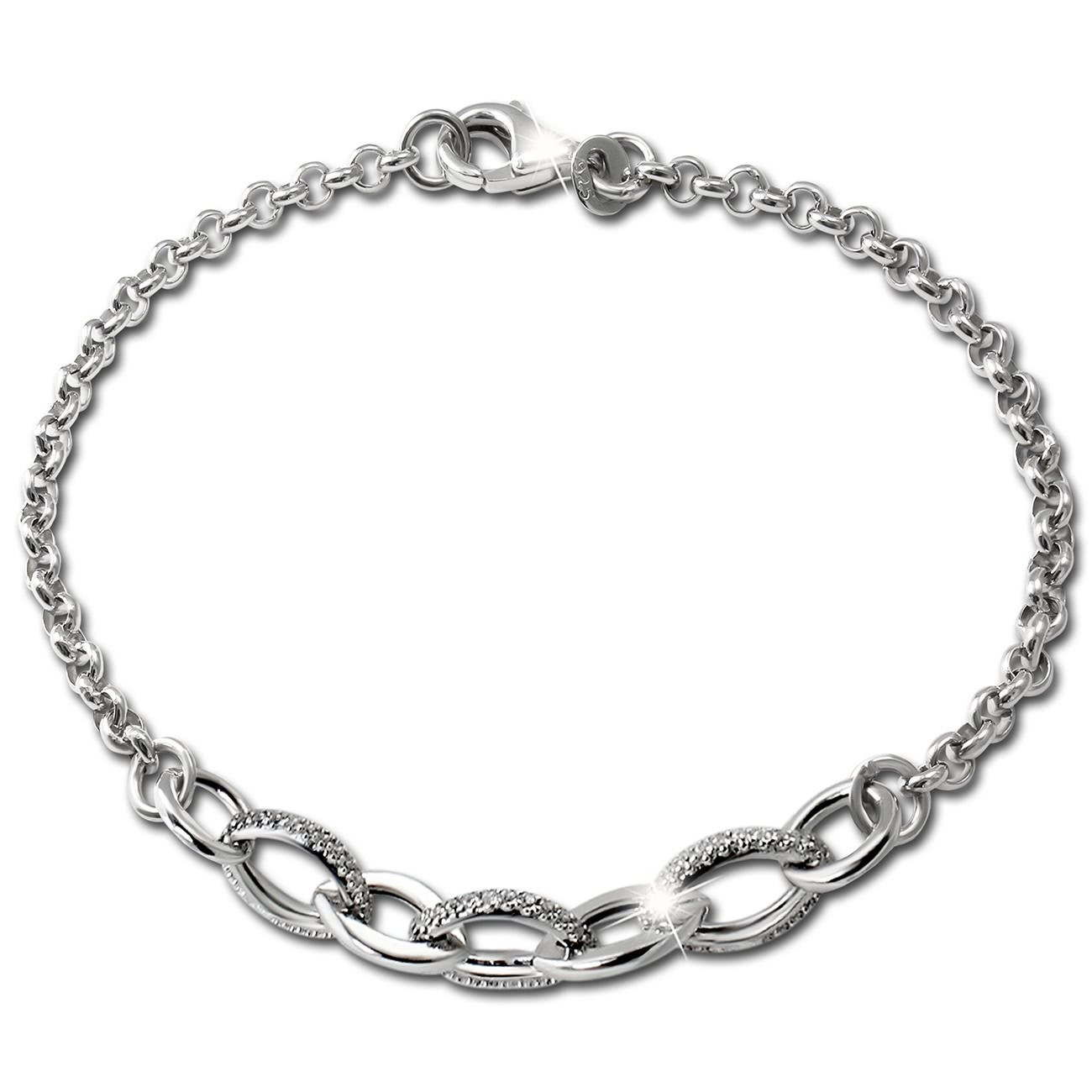 SilberDream Armband Ovale Zirkonia weiß 925er Silber 19cm Damen SDA4811W