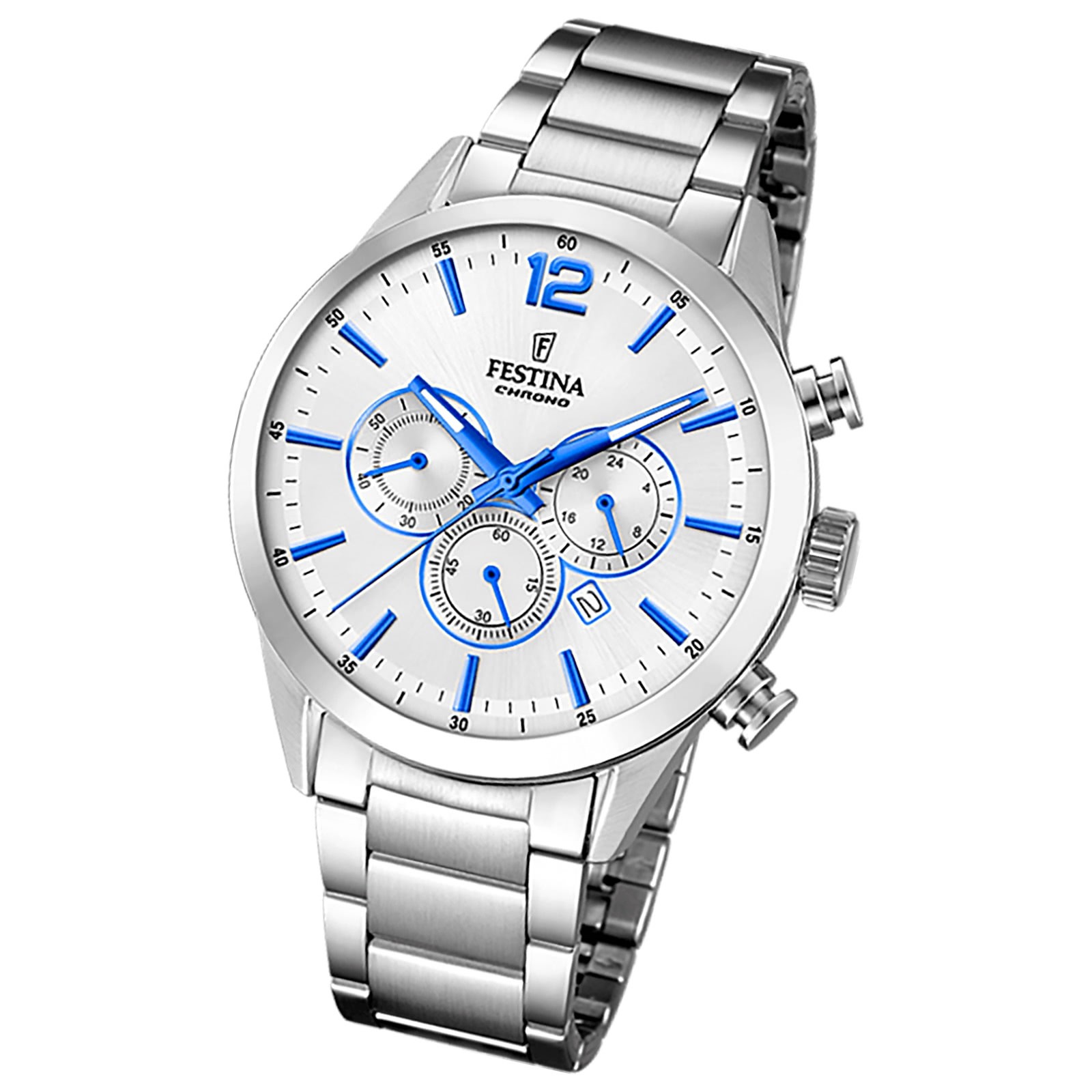 Festina Herrenuhr Edelstahl silber Timeless Chronograph Armbanduhr UF20343/5