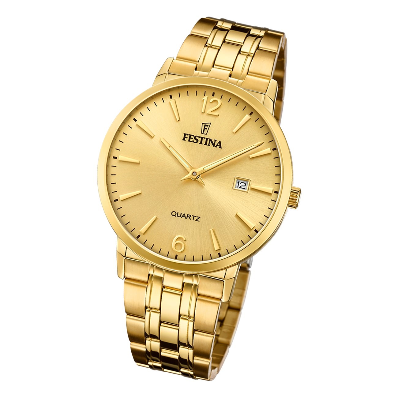 Festina Herren Armbanduhr Klassik F20513/3 Analog Edelstahl gold UF20513/3