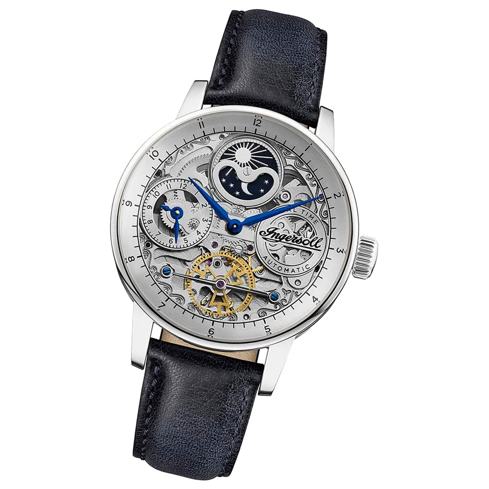 Ingersoll Herrenuhr Leder blau Ingersoll The Jazz Armbanduhr UIN07702