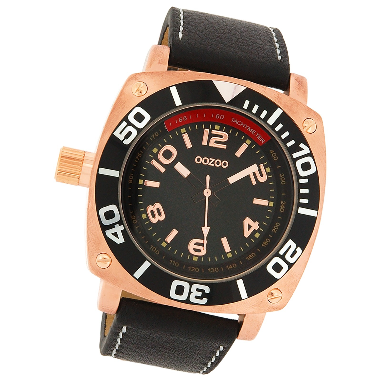 Oozoo Herren Armbanduhr Timepieces Analog Leder schwarz UOC2282A