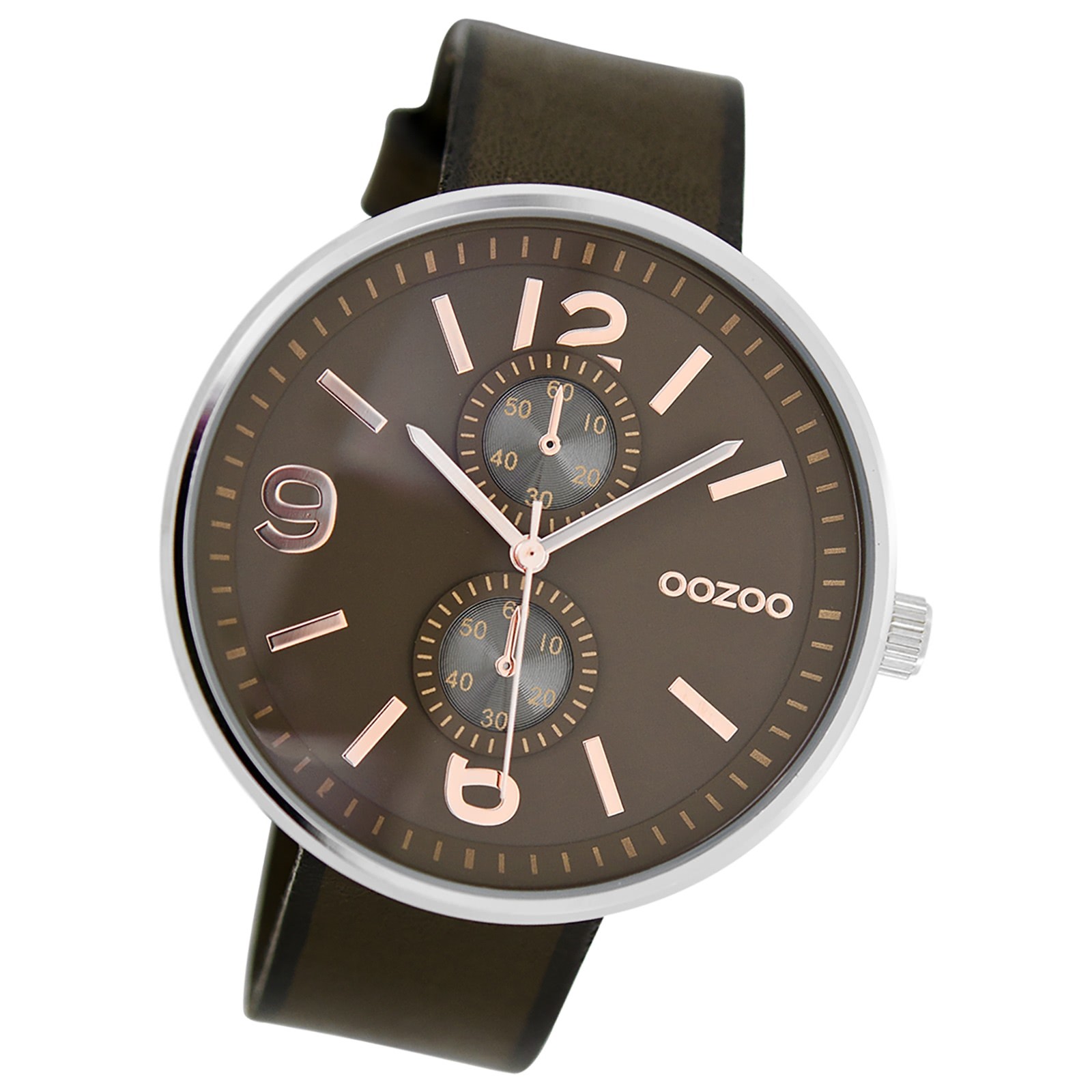 Oozoo Herren Armbanduhr Timepieces Analog Leder dunkelbraun UOC7078A