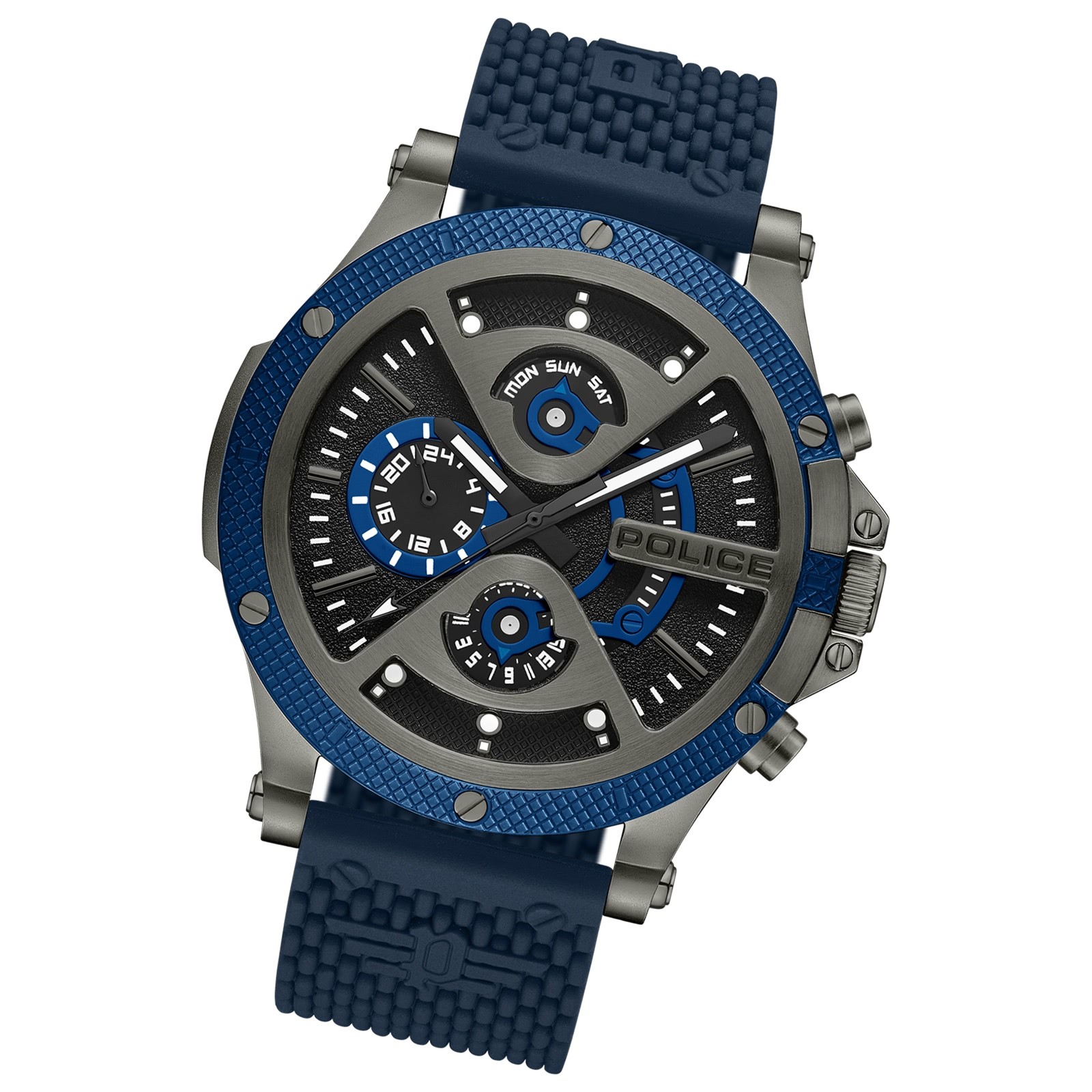 Police Herrenuhr Silikon blau Police Surigao Armbanduhr UPOQ2110503