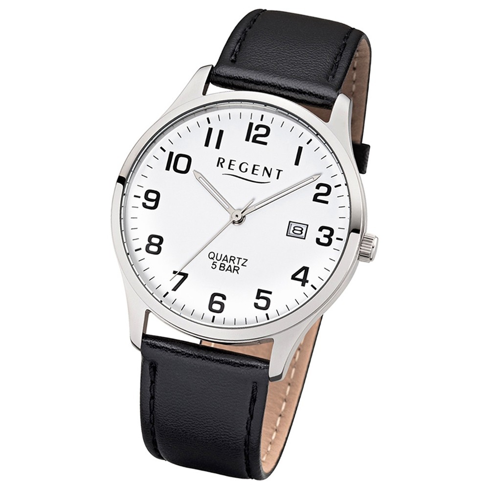 Herren-Armbanduhr F-1241 UR1113405 schwarz Regent Quarz-Uhr Leder-Armband